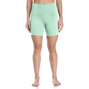 image:imageColorfulkoala Womens High Waisted Biker Shorts with Pockets 6 Inseam Yoga Tummy Control ShortMint Green