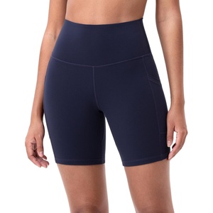 image:imageColorfulkoala Womens High Waisted Biker Shorts with Pockets 6 Inseam Yoga Tummy Control ShortNavy