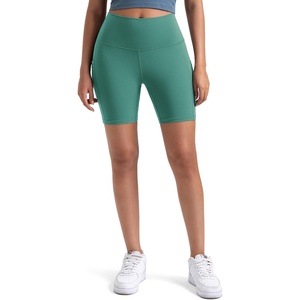 image:imageColorfulkoala Womens High Waisted Biker Shorts with Pockets 6 Inseam Yoga Tummy Control ShortSmoky Green
