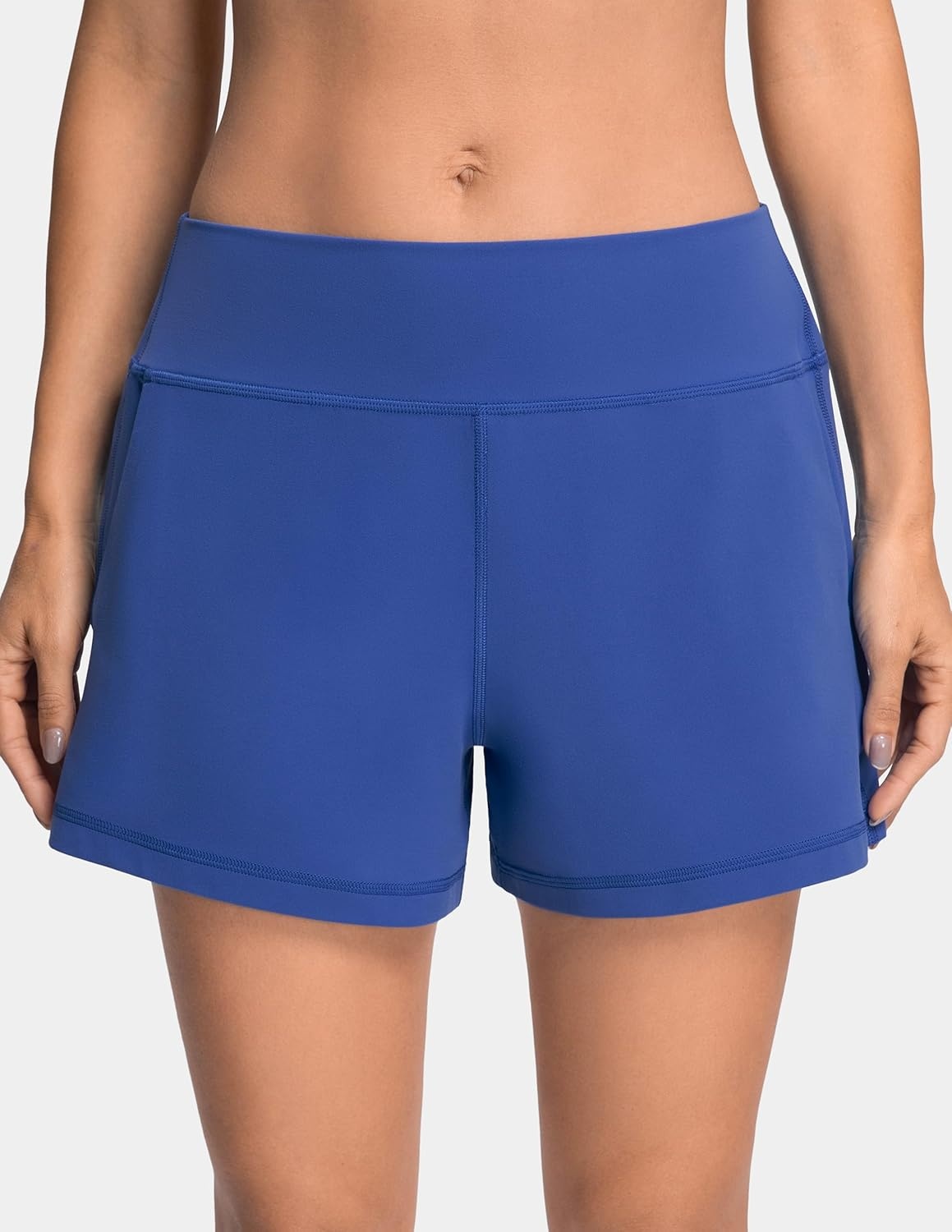 image:imageColorfulkoala Dreamlux Casual Shorts for Women 35 High Waisted Workout Athletic Linerless Yoga Short with PocketsBaleine Blue