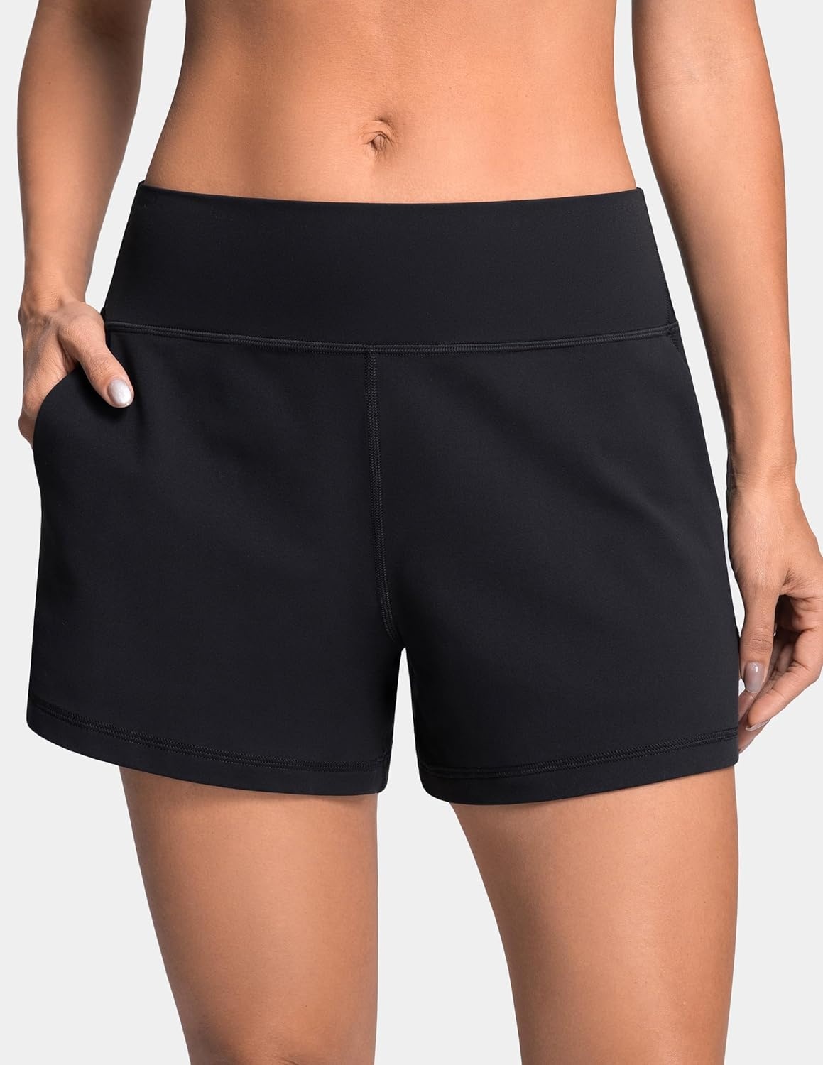image:imageColorfulkoala Dreamlux Casual Shorts for Women 35 High Waisted Workout Athletic Linerless Yoga Short with PocketsBlack