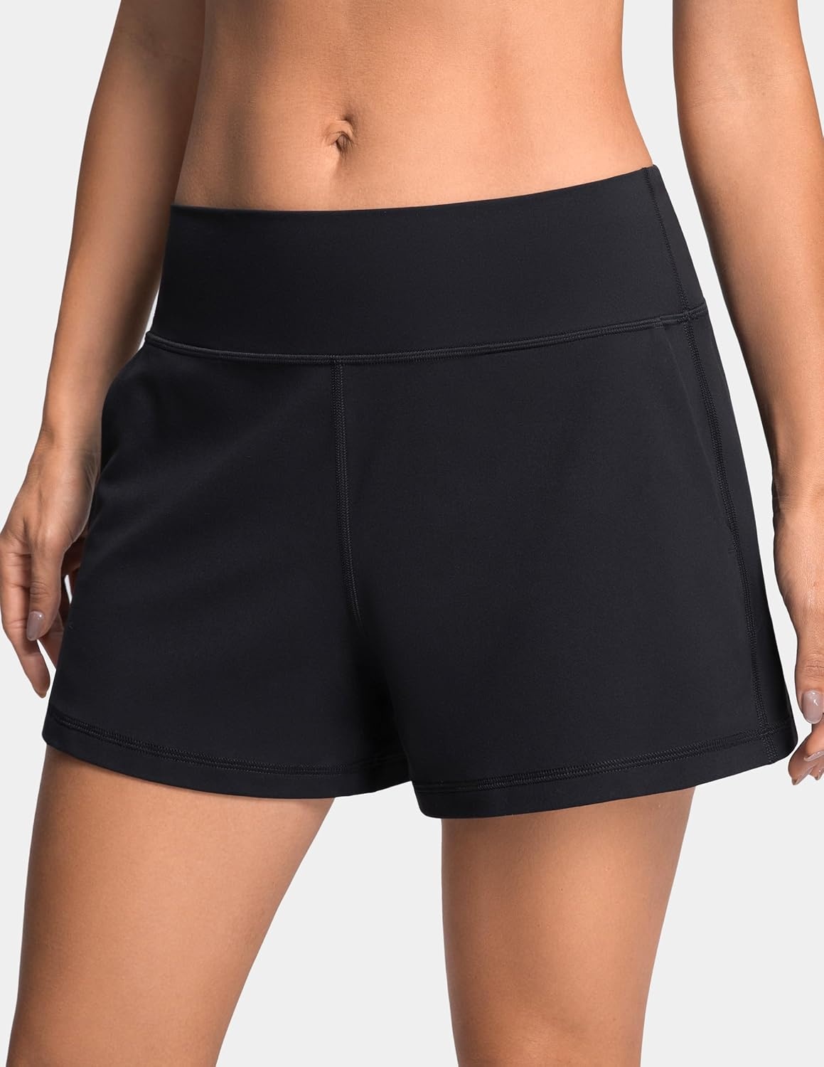 image:imageColorfulkoala Dreamlux Casual Shorts for Women 35 High Waisted Workout Athletic Linerless Yoga Short with PocketsBlack