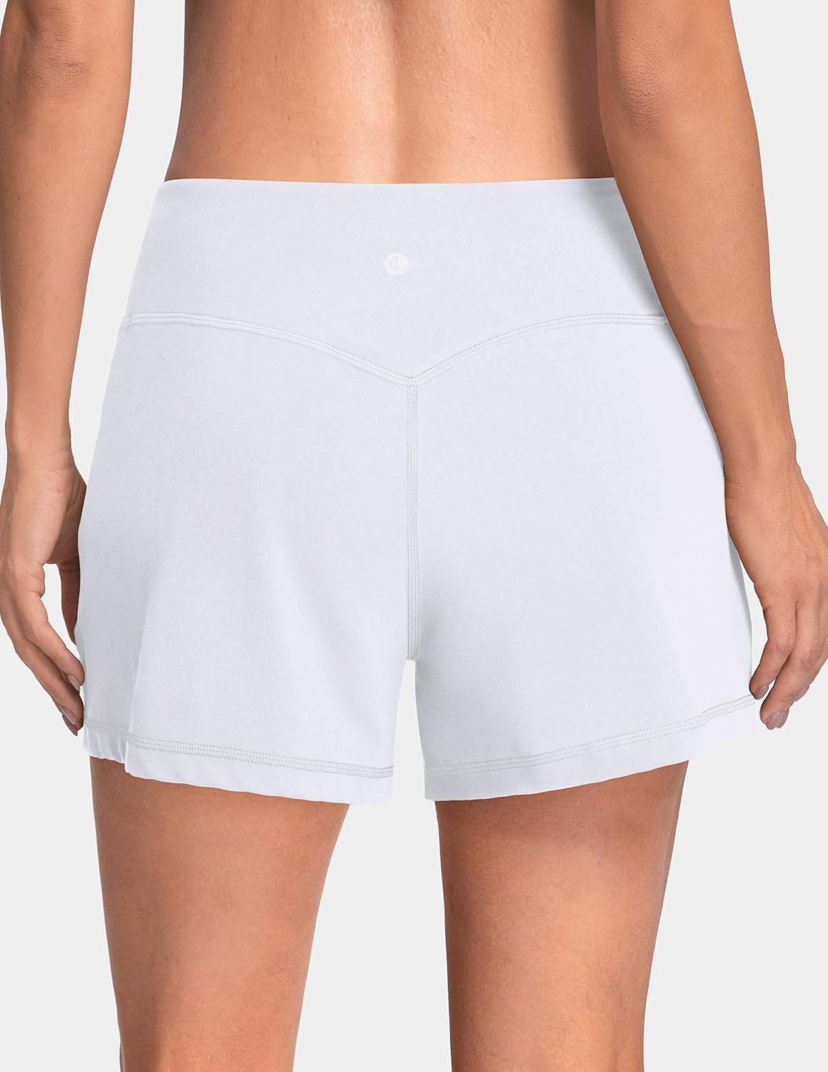 image:imageColorfulkoala Dreamlux Casual Shorts for Women 35 High Waisted Workout Athletic Linerless Yoga Short with PocketsWhite