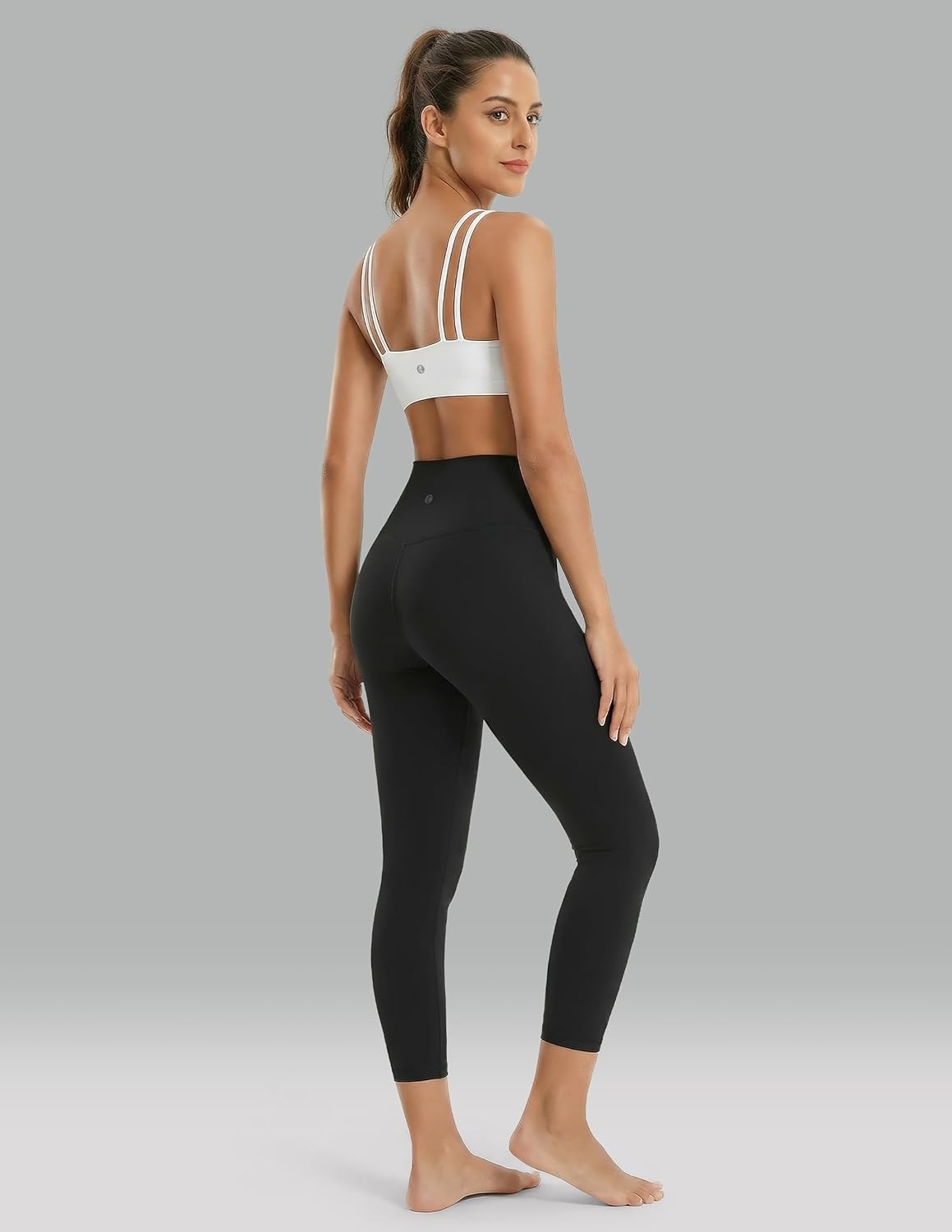 image:imageColorfulkoala Dreamlux High Waisted Leggings for Women with 21 Inseam Tummy Control Buttery Soft Capri Yoga PantsBlack