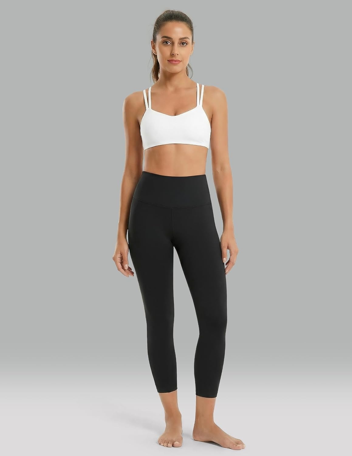 image:imageColorfulkoala Dreamlux High Waisted Leggings for Women with 21 Inseam Tummy Control Buttery Soft Capri Yoga PantsBlack