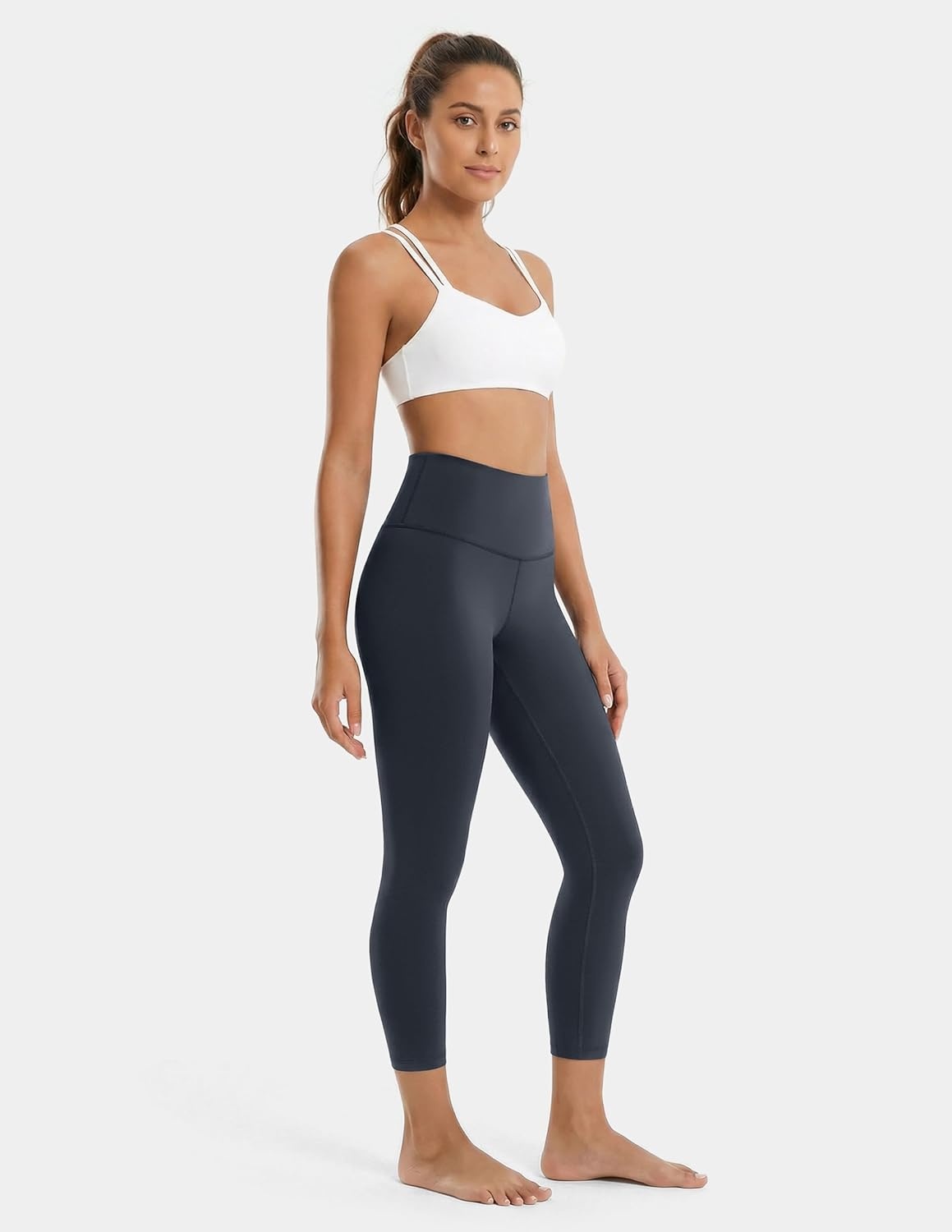 image:imageColorfulkoala Dreamlux High Waisted Leggings for Women with 21 Inseam Tummy Control Buttery Soft Capri Yoga PantsBlue Ink