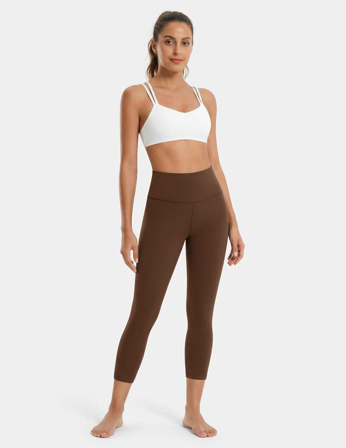image:imageColorfulkoala Dreamlux High Waisted Leggings for Women with 21 Inseam Tummy Control Buttery Soft Capri Yoga PantsCocoa