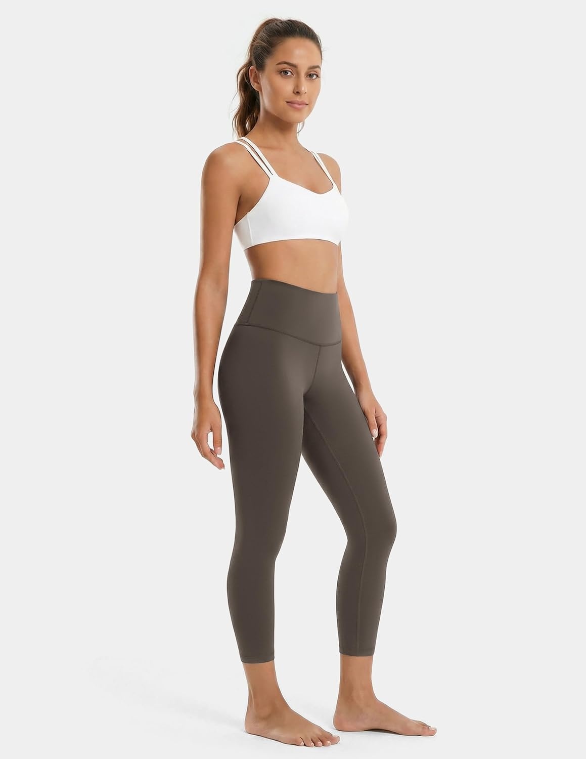 image:imageColorfulkoala Dreamlux High Waisted Leggings for Women with 21 Inseam Tummy Control Buttery Soft Capri Yoga PantsMajor Brown