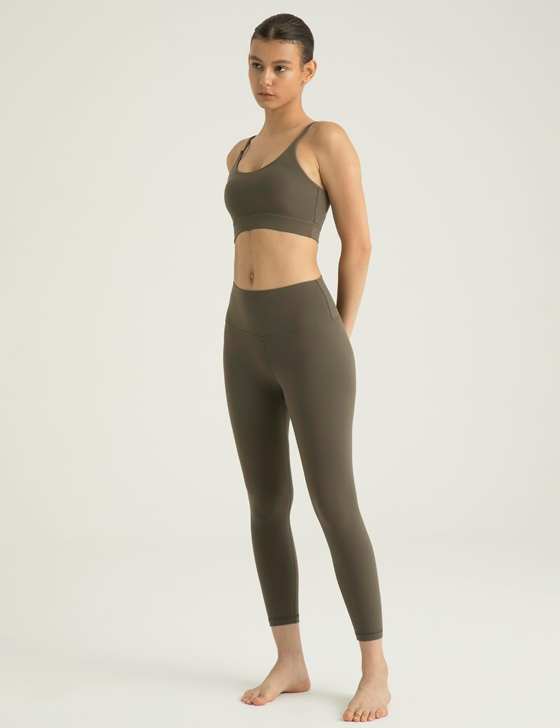 image:imageColorfulkoala Dreamlux High Waisted Leggings for Women with 21 Inseam Tummy Control Buttery Soft Capri Yoga PantsOlive