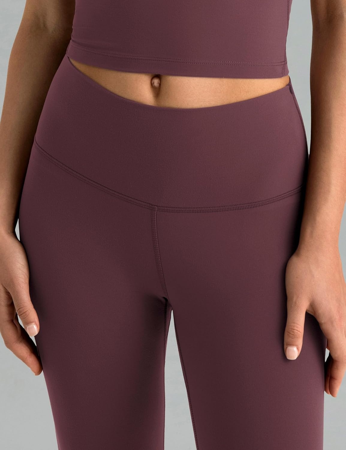 image:imageColorfulkoala Dreamlux High Waisted Leggings for Women with 21 Inseam Tummy Control Buttery Soft Capri Yoga PantsPlum Red