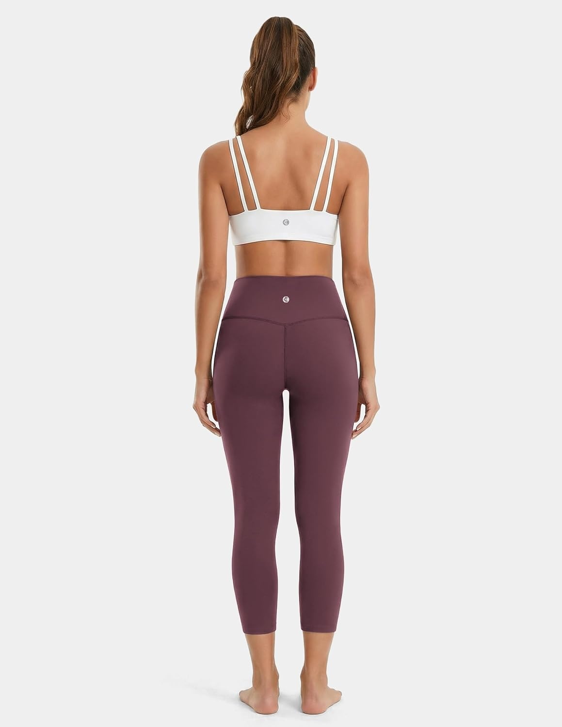 image:imageColorfulkoala Dreamlux High Waisted Leggings for Women with 21 Inseam Tummy Control Buttery Soft Capri Yoga PantsPlum Red