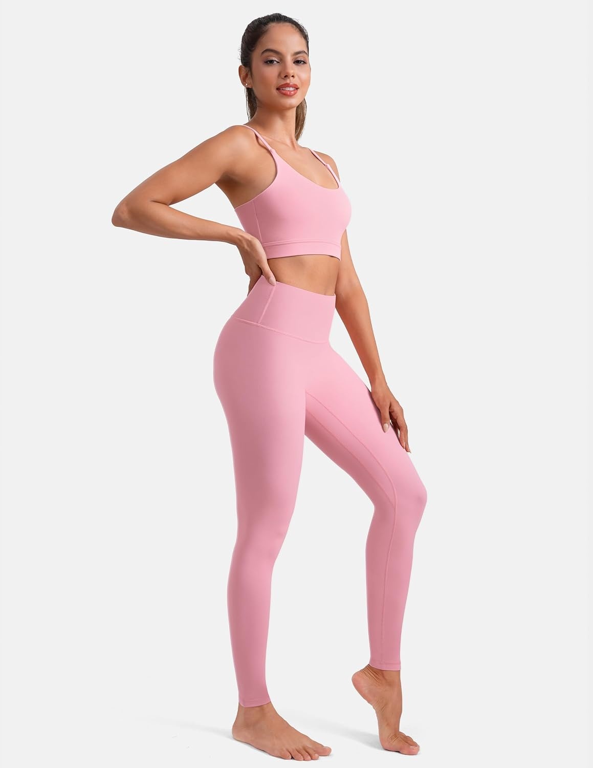 image:imageColorfulkoala Dreamlux No Front Seam Leggings for Women 2528 Inseam High Waisted Buttery Soft Yoga PantsAlmond Blossom