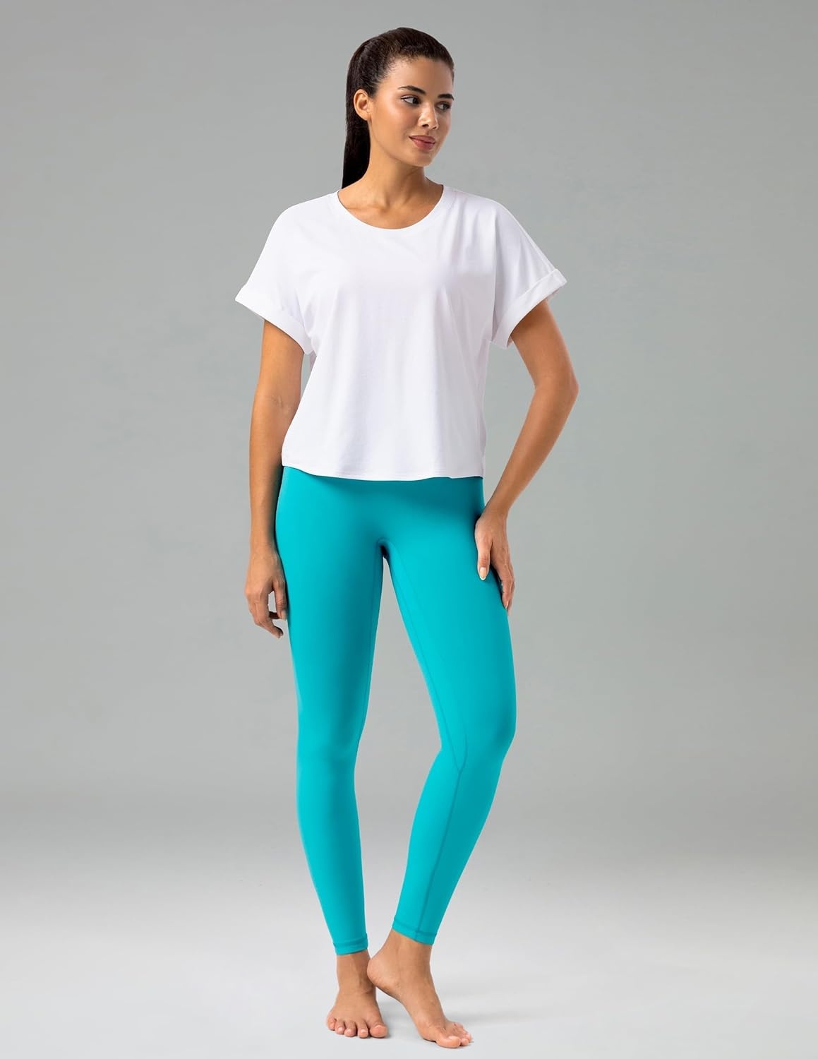 image:imageColorfulkoala Dreamlux No Front Seam Leggings for Women 2528 Inseam High Waisted Buttery Soft Yoga PantsCeramic Green
