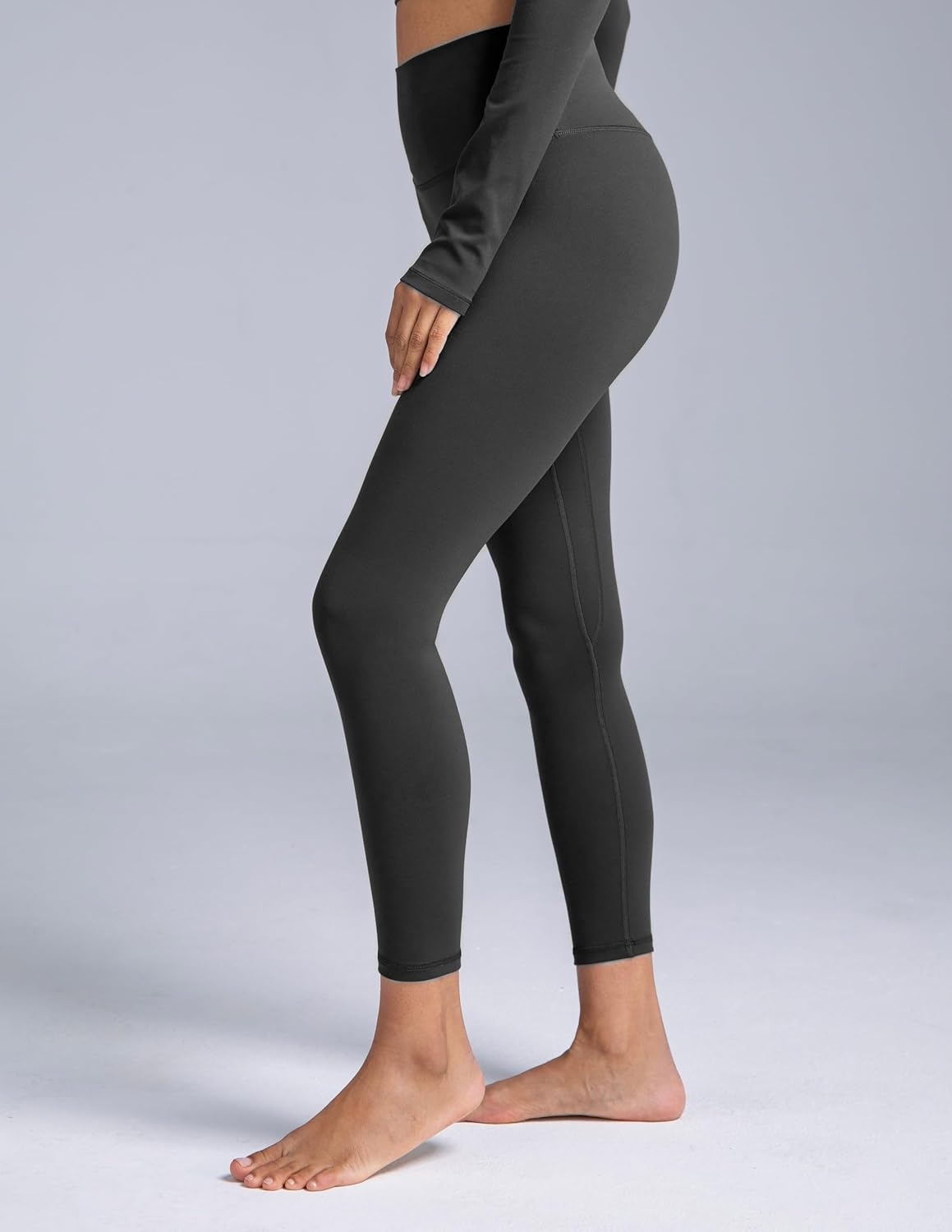image:imageColorfulkoala Dreamlux No Front Seam Leggings for Women 2528 Inseam High Waisted Buttery Soft Yoga PantsDark Carbon