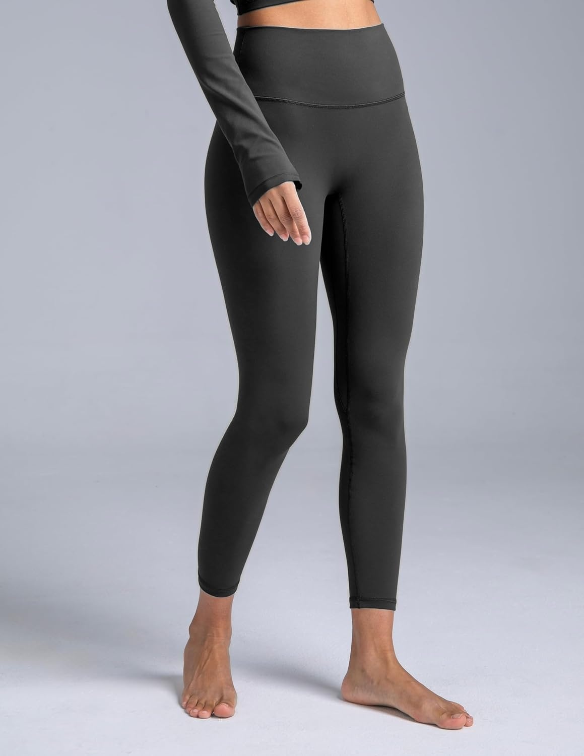 image:imageColorfulkoala Dreamlux No Front Seam Leggings for Women 2528 Inseam High Waisted Buttery Soft Yoga PantsDark Carbon