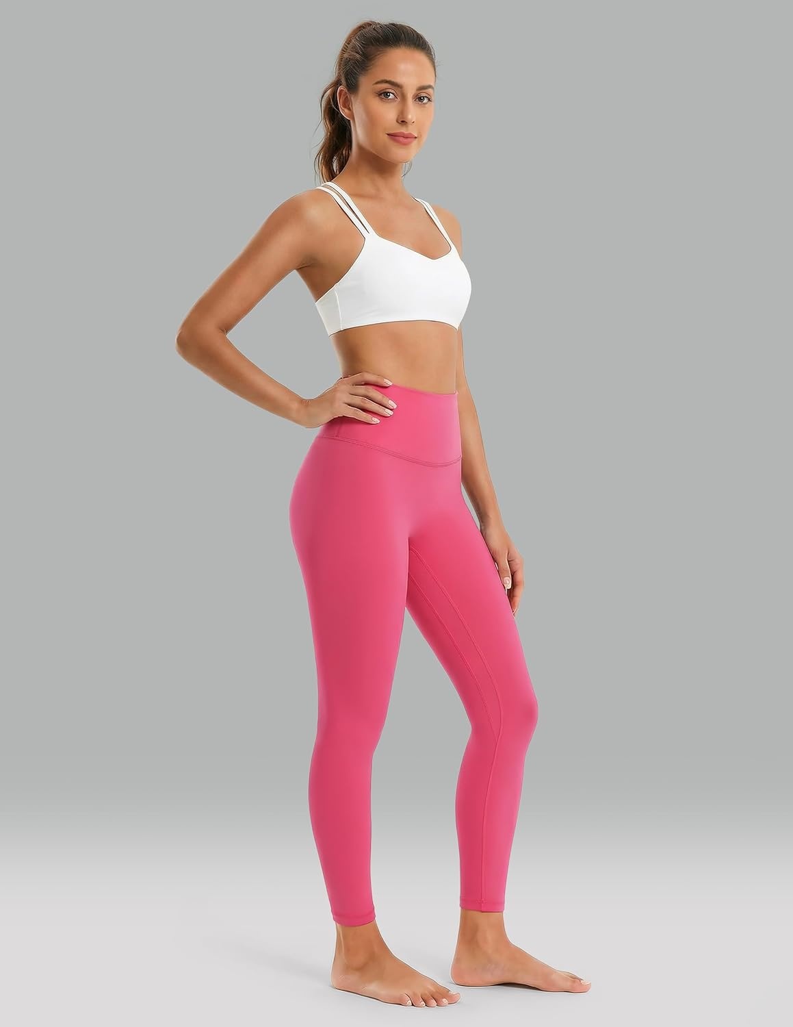 image:imageColorfulkoala Dreamlux No Front Seam Leggings for Women 2528 Inseam High Waisted Buttery Soft Yoga PantsHot Pink