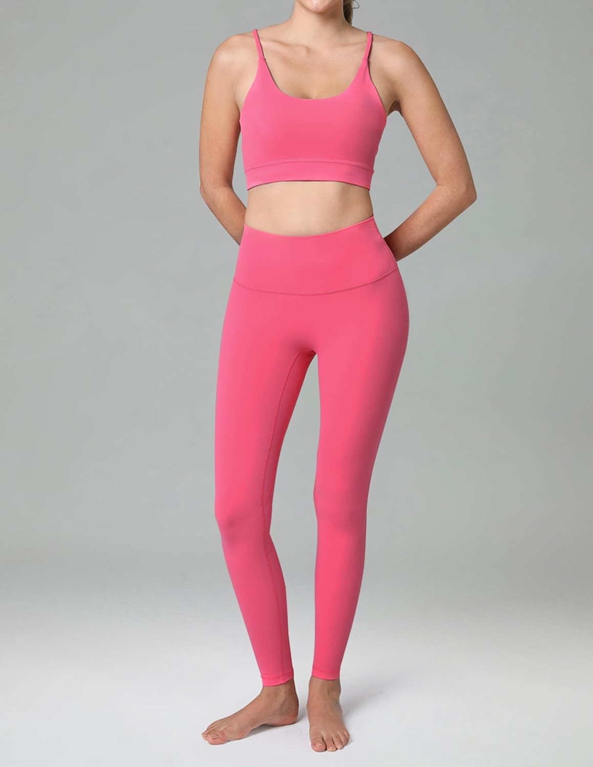image:imageColorfulkoala Dreamlux No Front Seam Leggings for Women 2528 Inseam High Waisted Buttery Soft Yoga PantsHot Pink