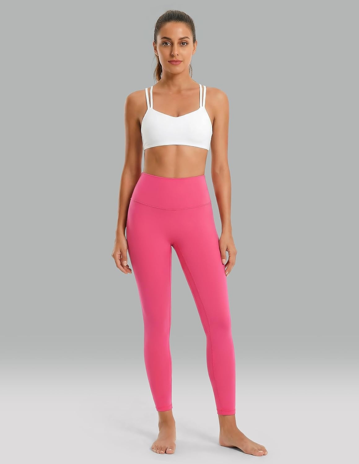image:imageColorfulkoala Dreamlux No Front Seam Leggings for Women 2528 Inseam High Waisted Buttery Soft Yoga PantsHot Pink