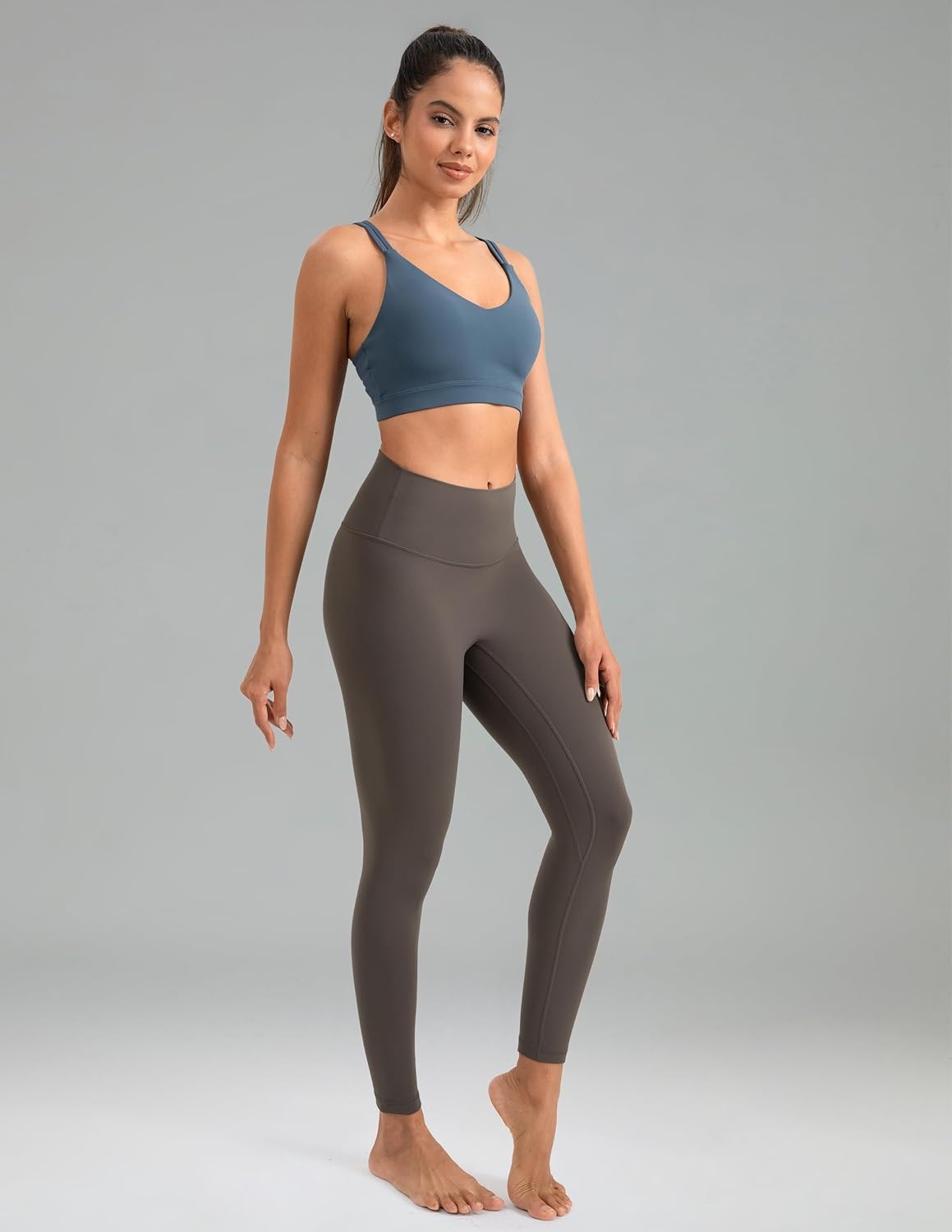 image:imageColorfulkoala Dreamlux No Front Seam Leggings for Women 2528 Inseam High Waisted Buttery Soft Yoga PantsMajor Brown