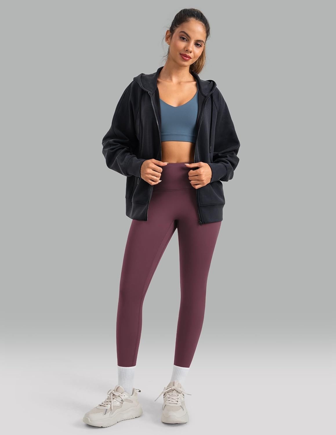 image:imageColorfulkoala Dreamlux No Front Seam Leggings for Women 2528 Inseam High Waisted Buttery Soft Yoga PantsPlum Red