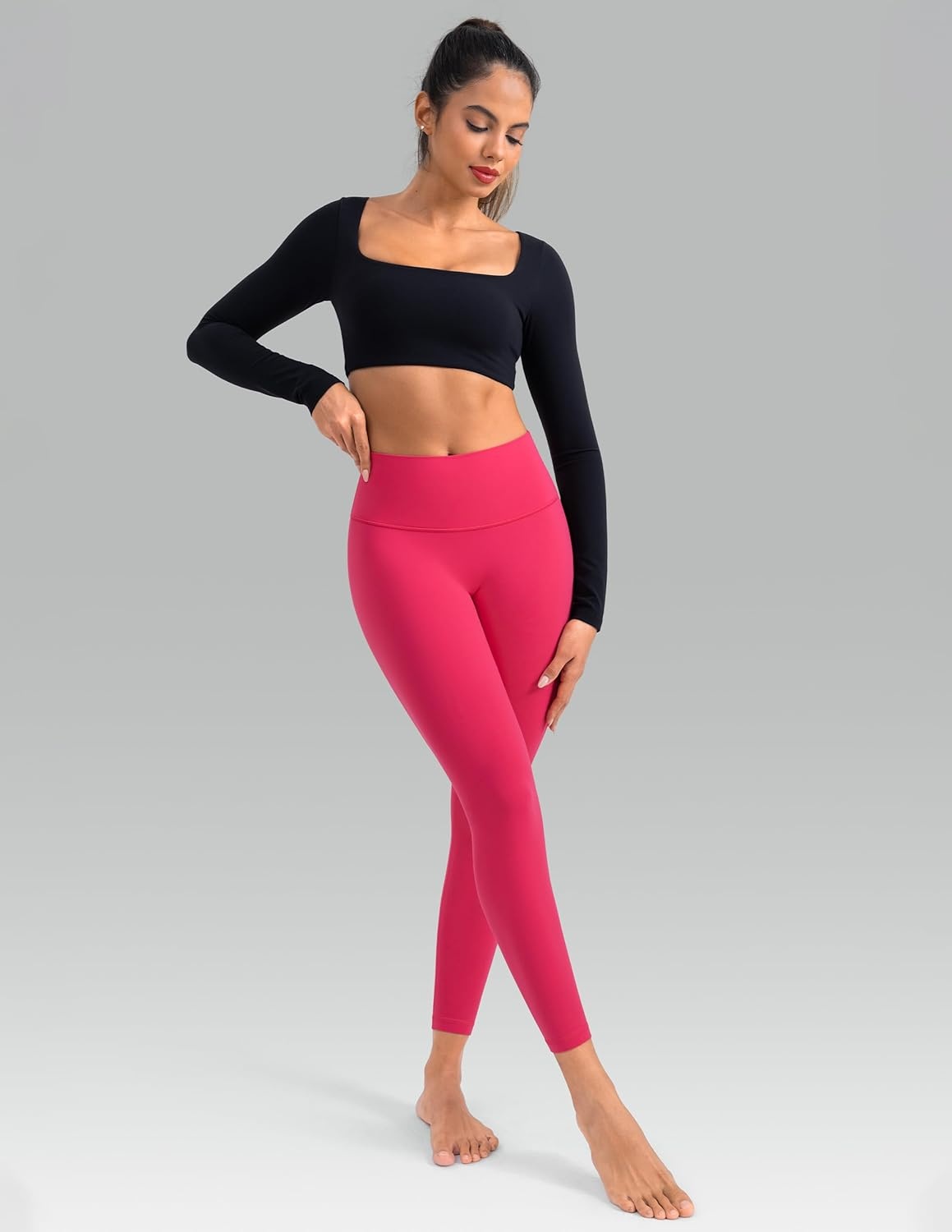image:imageColorfulkoala Dreamlux No Front Seam Leggings for Women 2528 Inseam High Waisted Buttery Soft Yoga PantsRaspberry