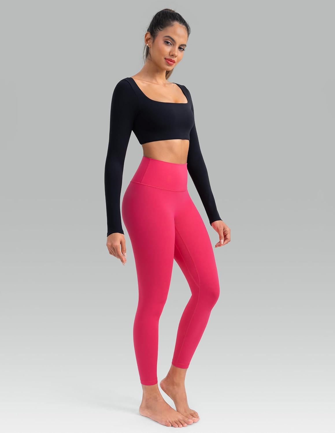 image:imageColorfulkoala Dreamlux No Front Seam Leggings for Women 2528 Inseam High Waisted Buttery Soft Yoga PantsRaspberry