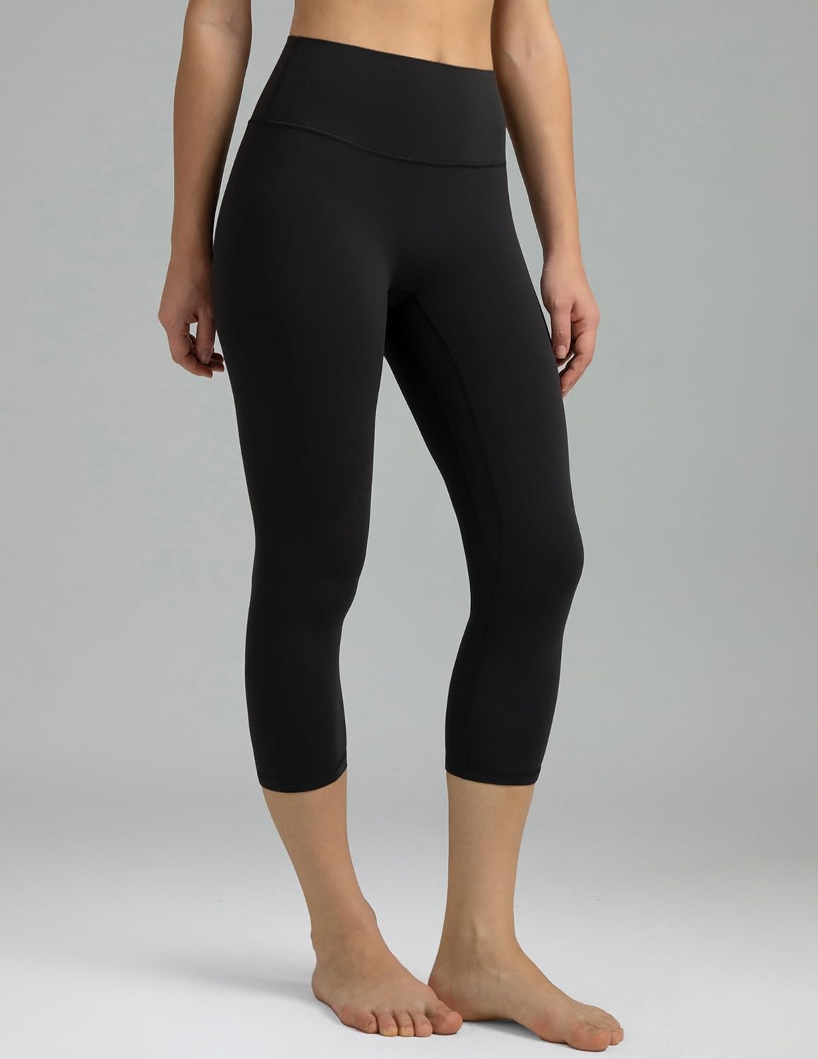 image:imageColorfulkoala Dreamlux No Front Seam Leggings for Women High Waisted Capris 21 Inseam Yoga PantsBlack