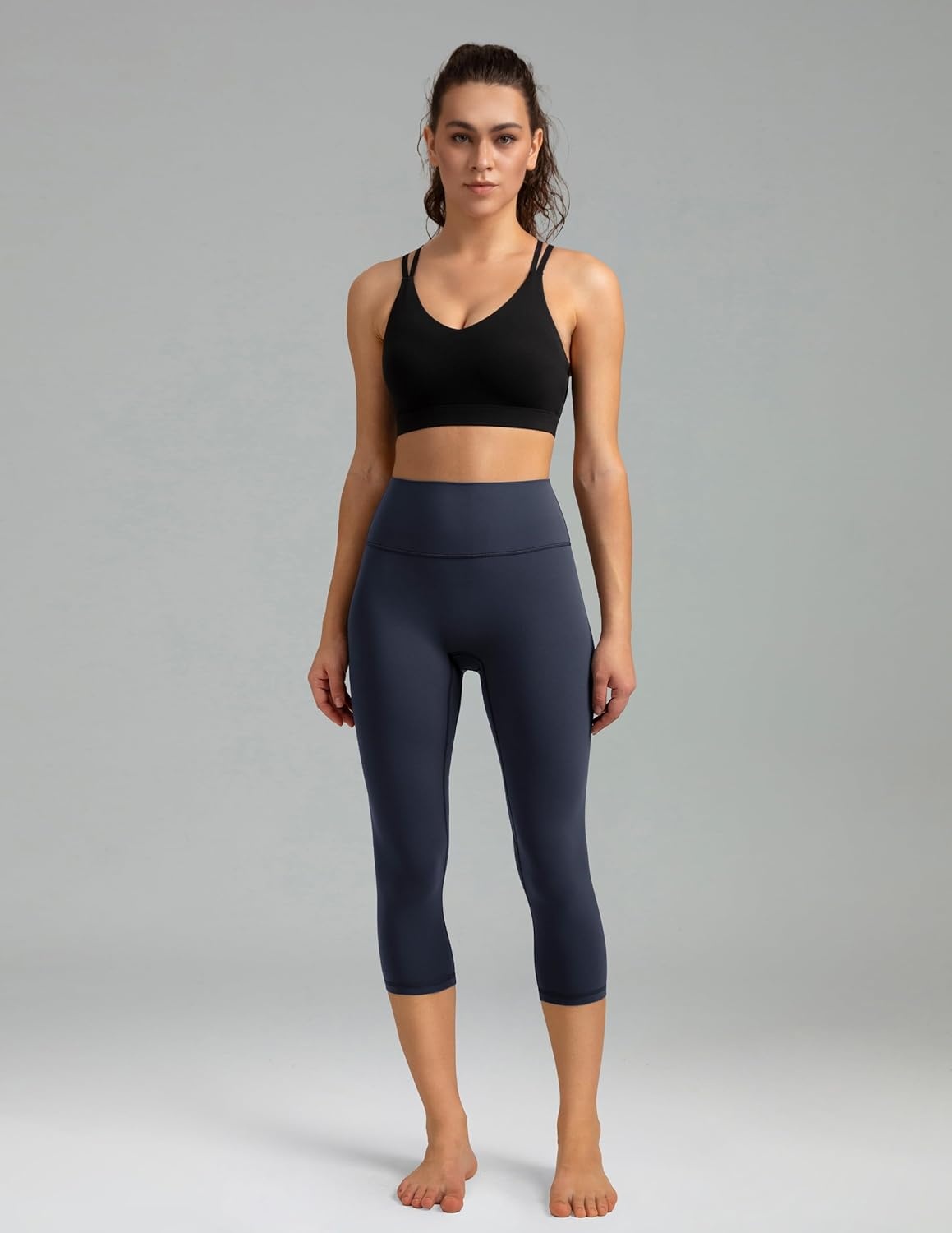 image:imageColorfulkoala Dreamlux No Front Seam Leggings for Women High Waisted Capris 21 Inseam Yoga PantsBlue Ink