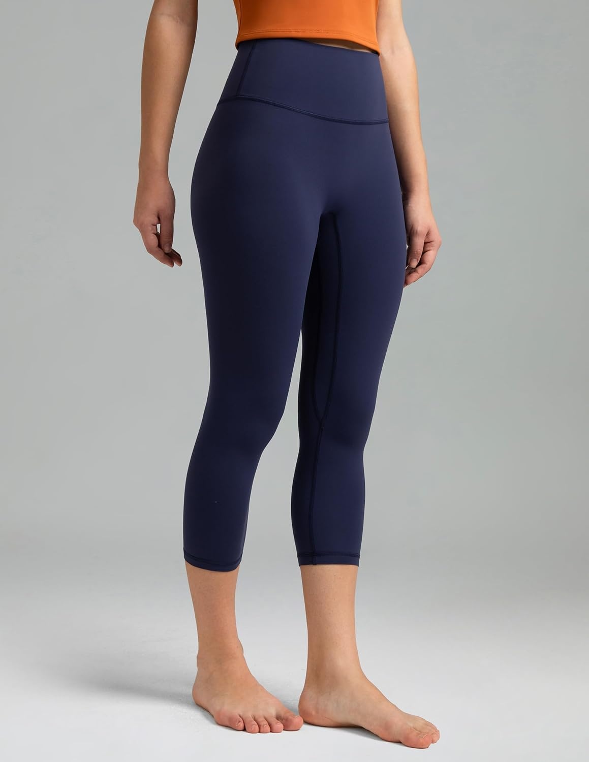 image:imageColorfulkoala Dreamlux No Front Seam Leggings for Women High Waisted Capris 21 Inseam Yoga PantsEclipse