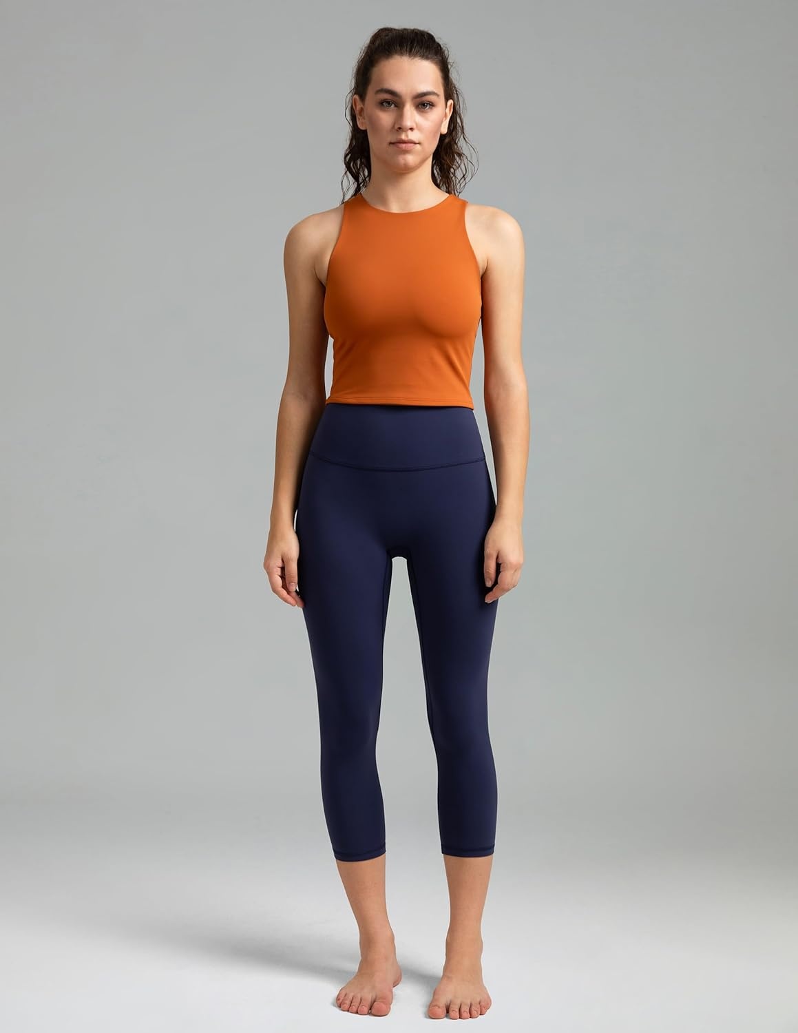 image:imageColorfulkoala Dreamlux No Front Seam Leggings for Women High Waisted Capris 21 Inseam Yoga PantsEclipse