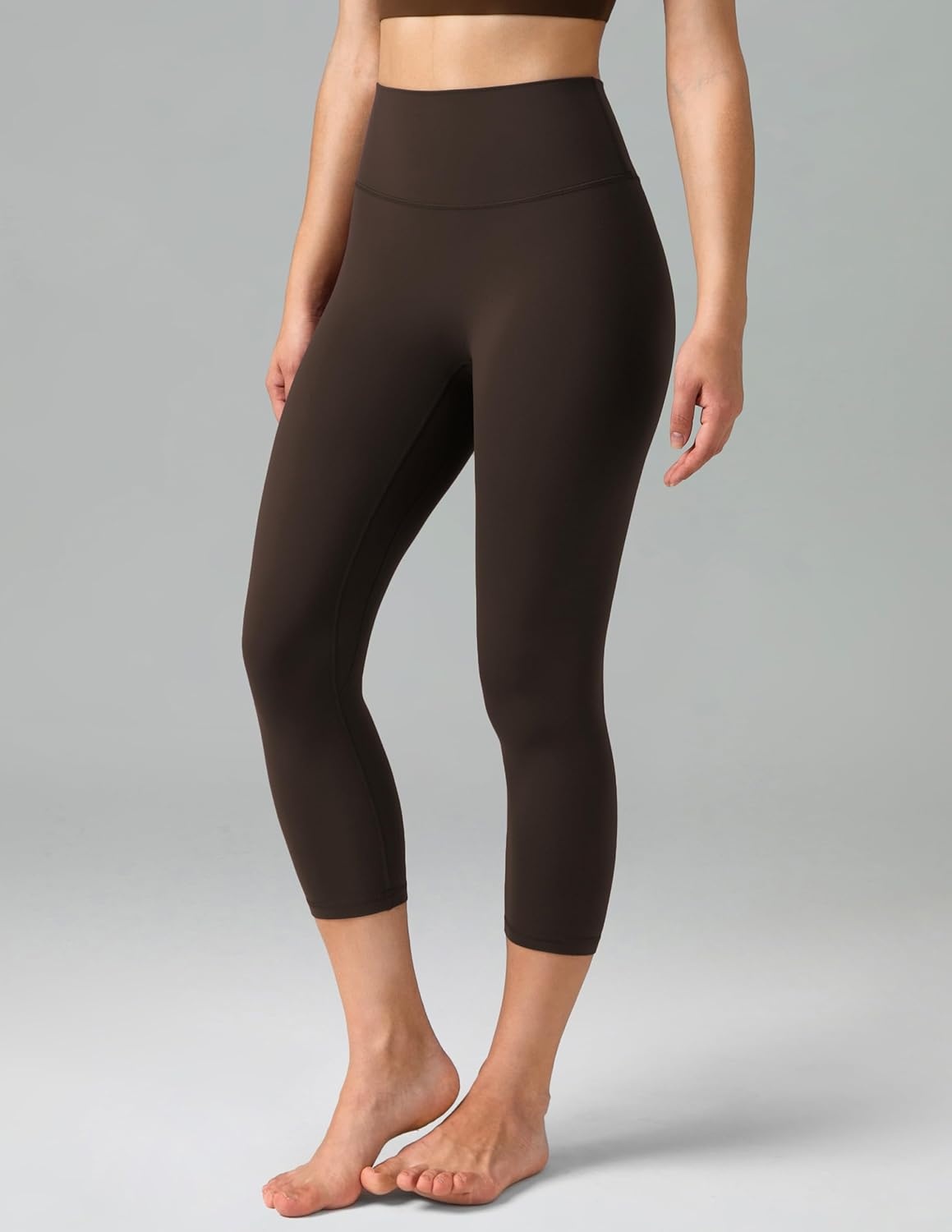 image:imageColorfulkoala Dreamlux No Front Seam Leggings for Women High Waisted Capris 21 Inseam Yoga PantsEspresso