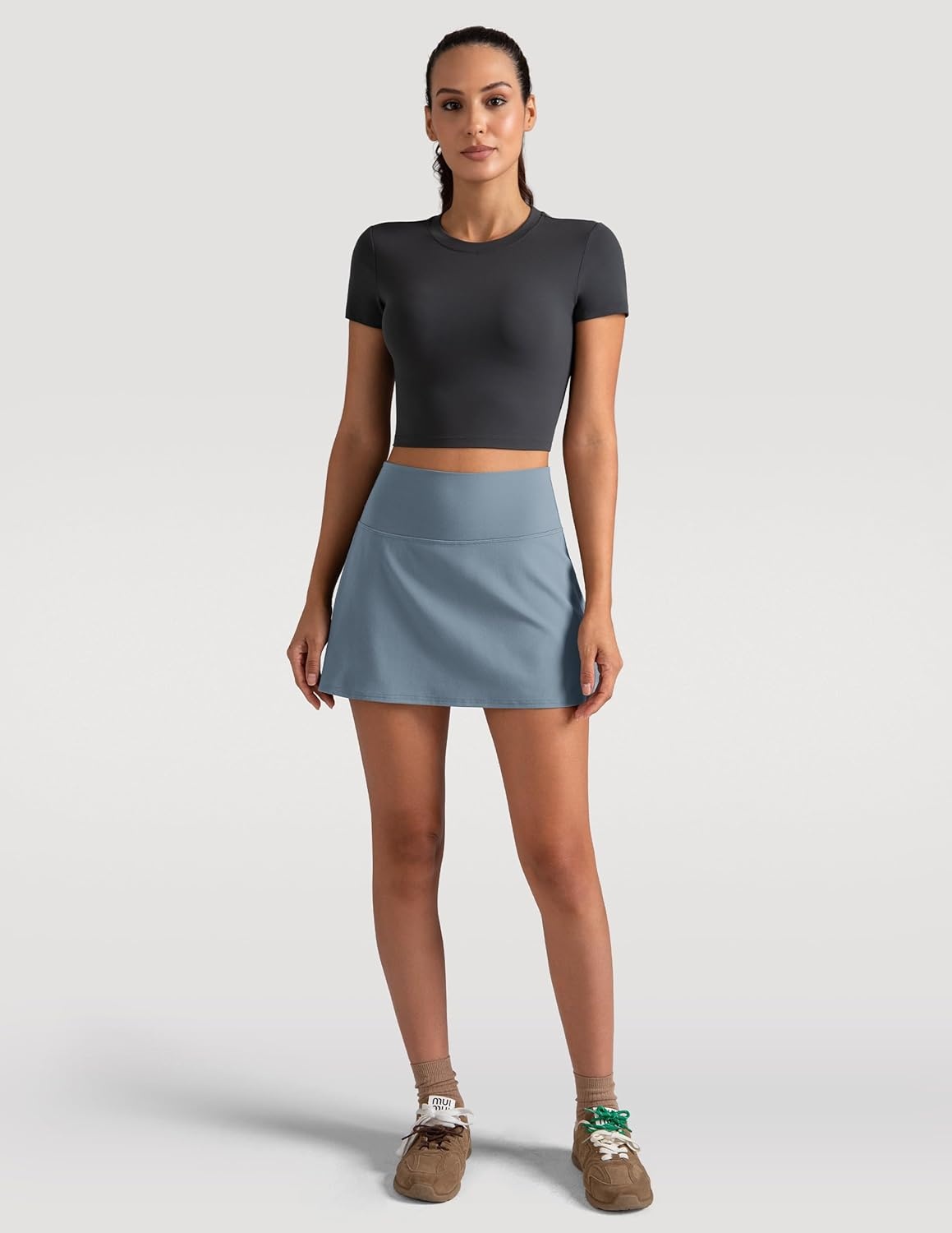 image:imageColorfulkoala Dreamlux Skirts for Women High Rise Athletic Golf Tennis Skorts Builtin Shorts with PocketsChambray