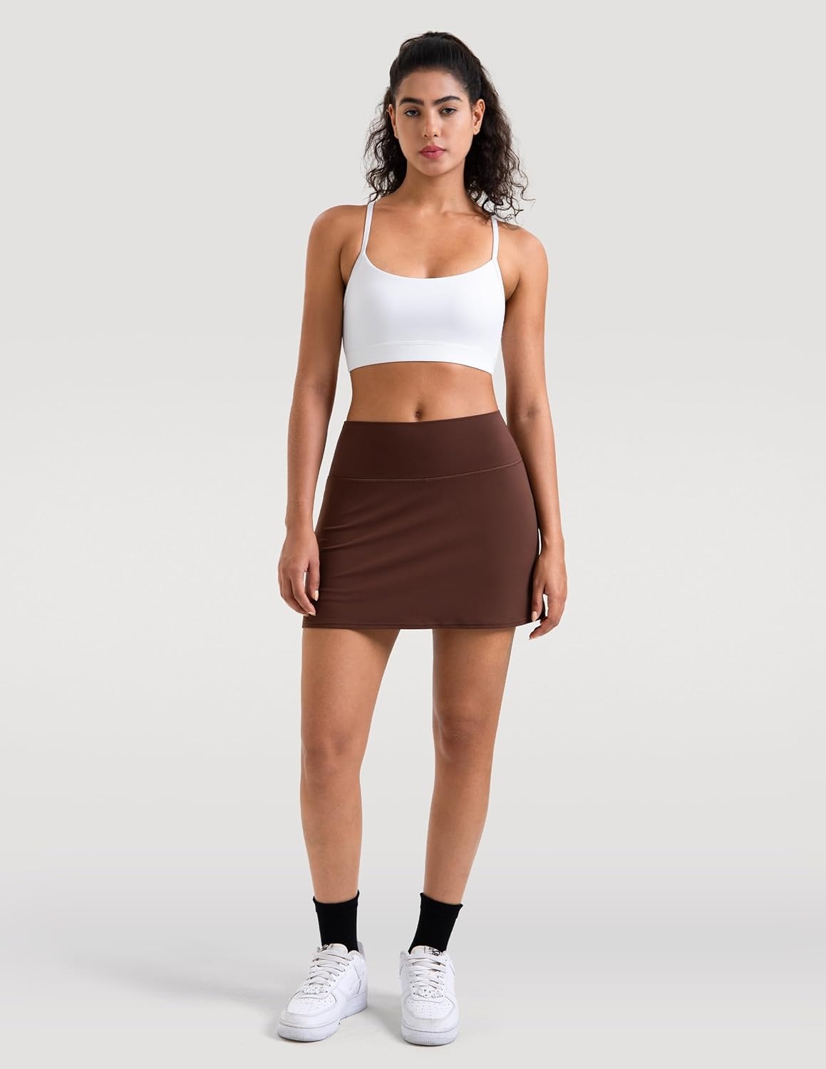 image:imageColorfulkoala Dreamlux Skirts for Women High Rise Athletic Golf Tennis Skorts Builtin Shorts with PocketsRoasted Chestnut