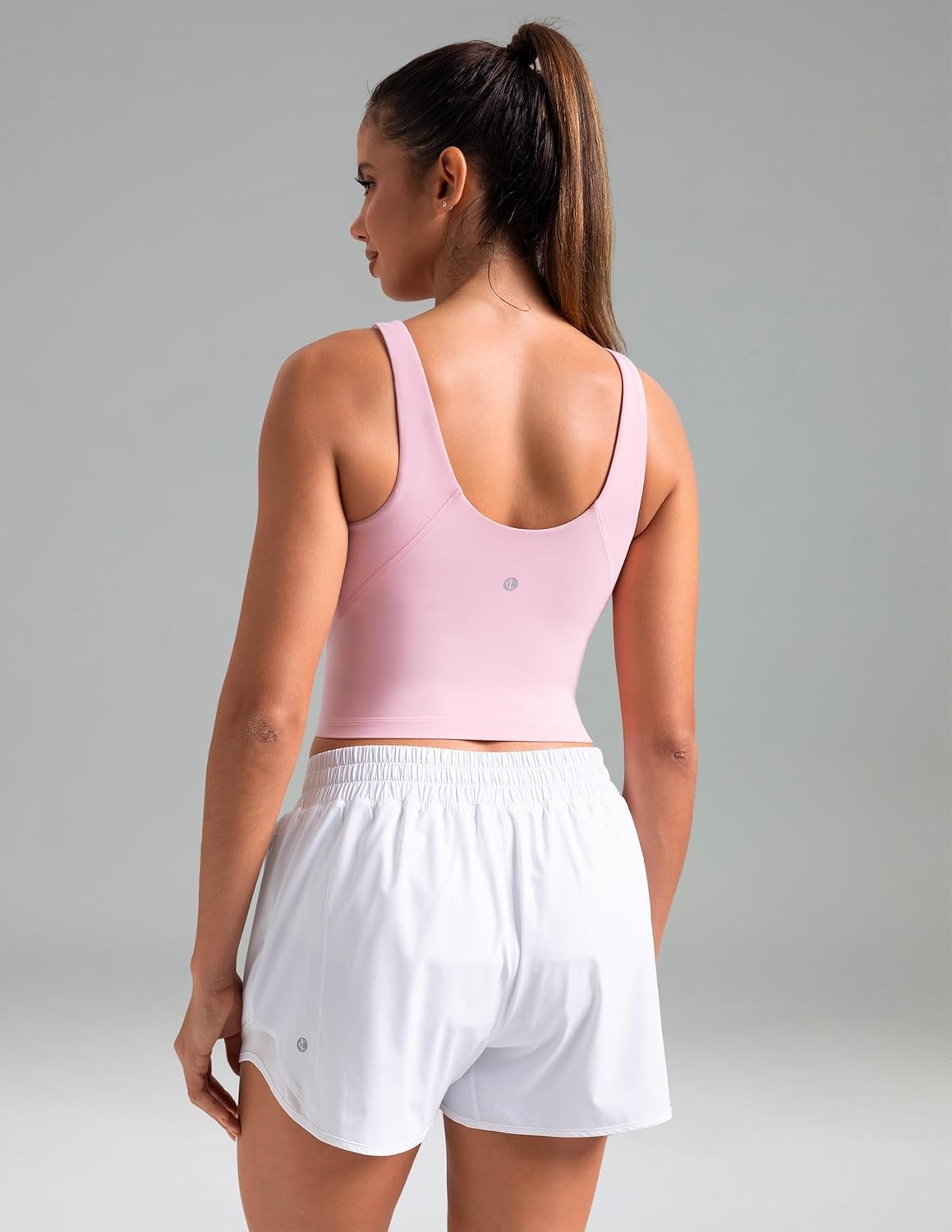 image:imageColorfulkoala Dreamlux Womens Padded Sports Bra High Neck UBack Yoga Running Workout Athletic Tank Top with Removable CupsAlmond Blossom