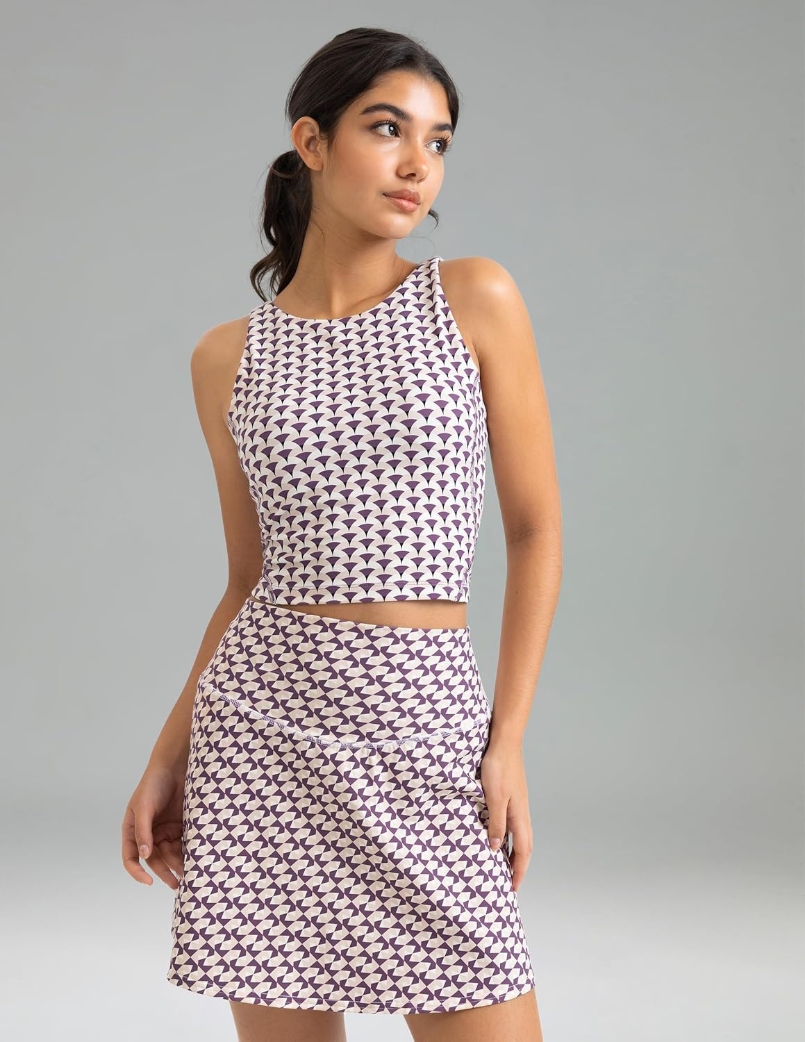 image:imageColorfulkoala Dreamlux Womens Padded Sports Bra High Neck UBack Yoga Running Workout Athletic Tank Top with Removable CupsArt Deco Scallop