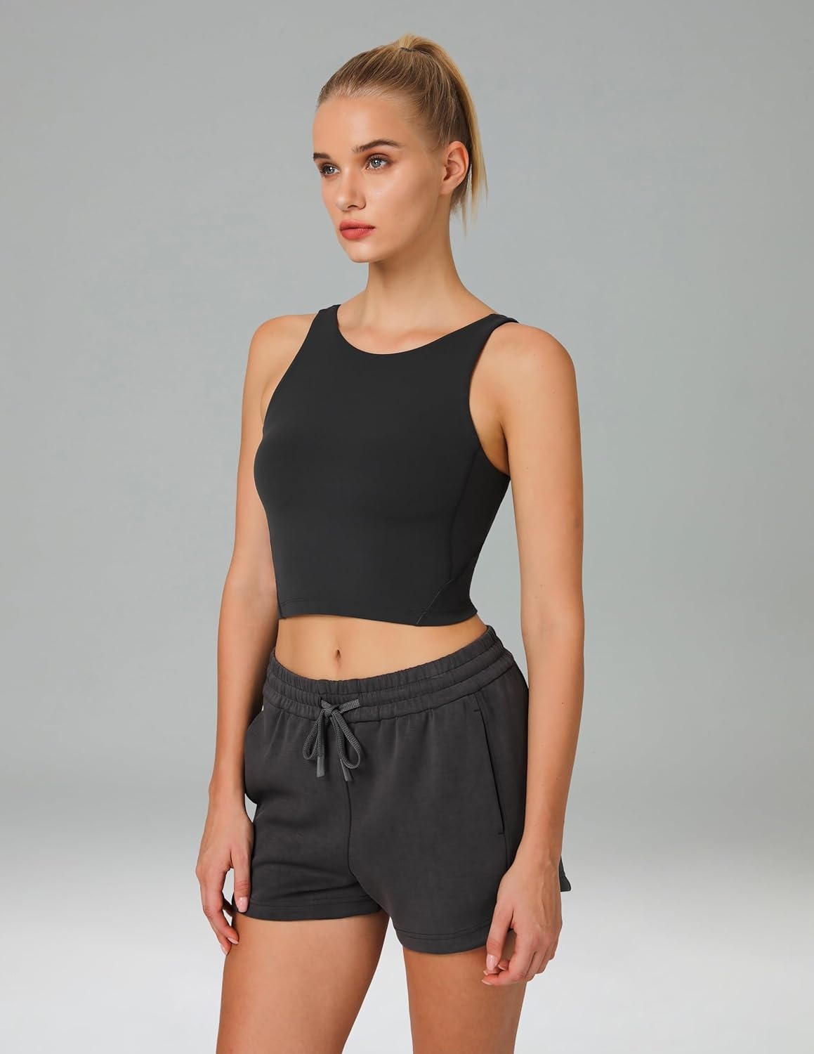 image:imageColorfulkoala Dreamlux Womens Padded Sports Bra High Neck UBack Yoga Running Workout Athletic Tank Top with Removable CupsBlack