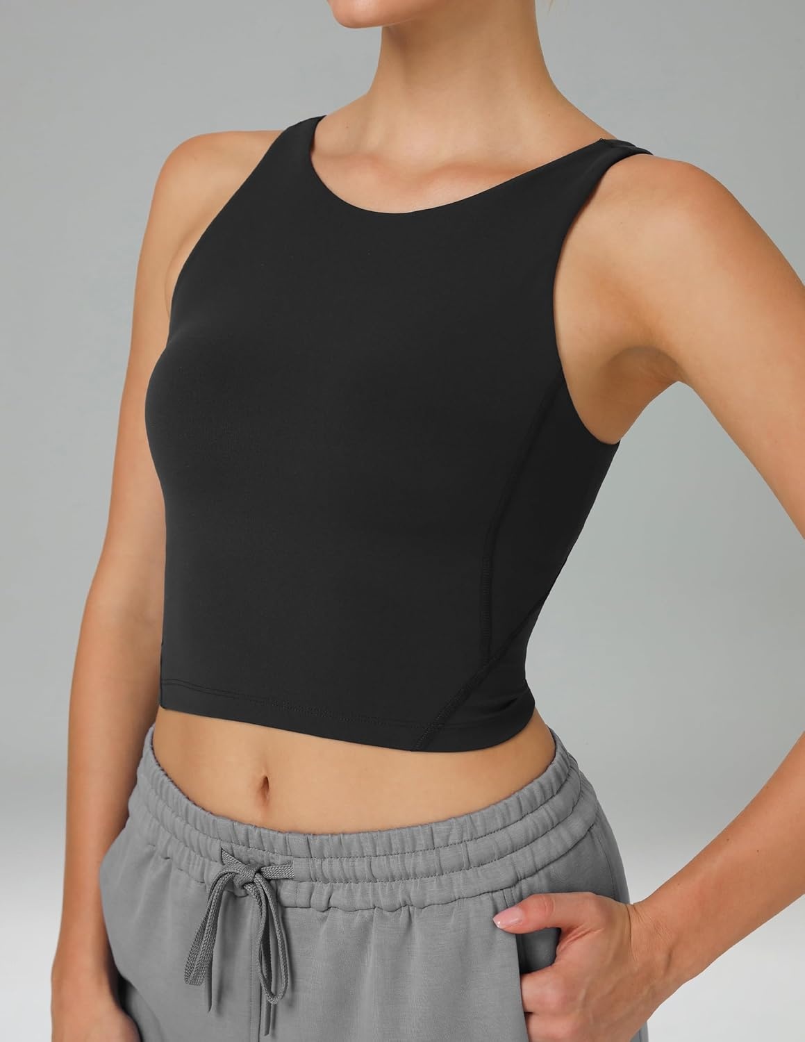 image:imageColorfulkoala Dreamlux Womens Padded Sports Bra High Neck UBack Yoga Running Workout Athletic Tank Top with Removable CupsBlack