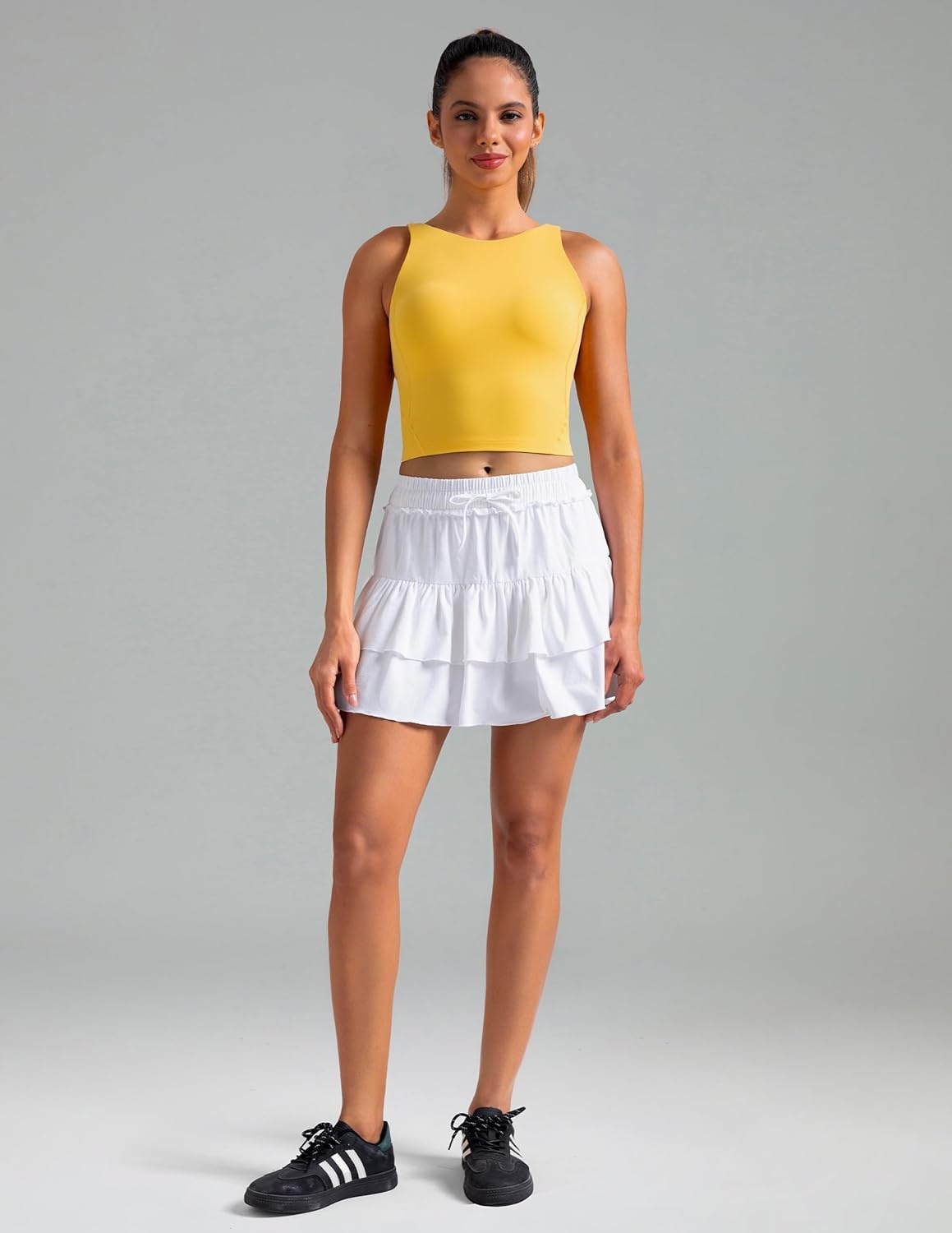 image:imageColorfulkoala Dreamlux Womens Padded Sports Bra High Neck UBack Yoga Running Workout Athletic Tank Top with Removable CupsBlazing Yellow