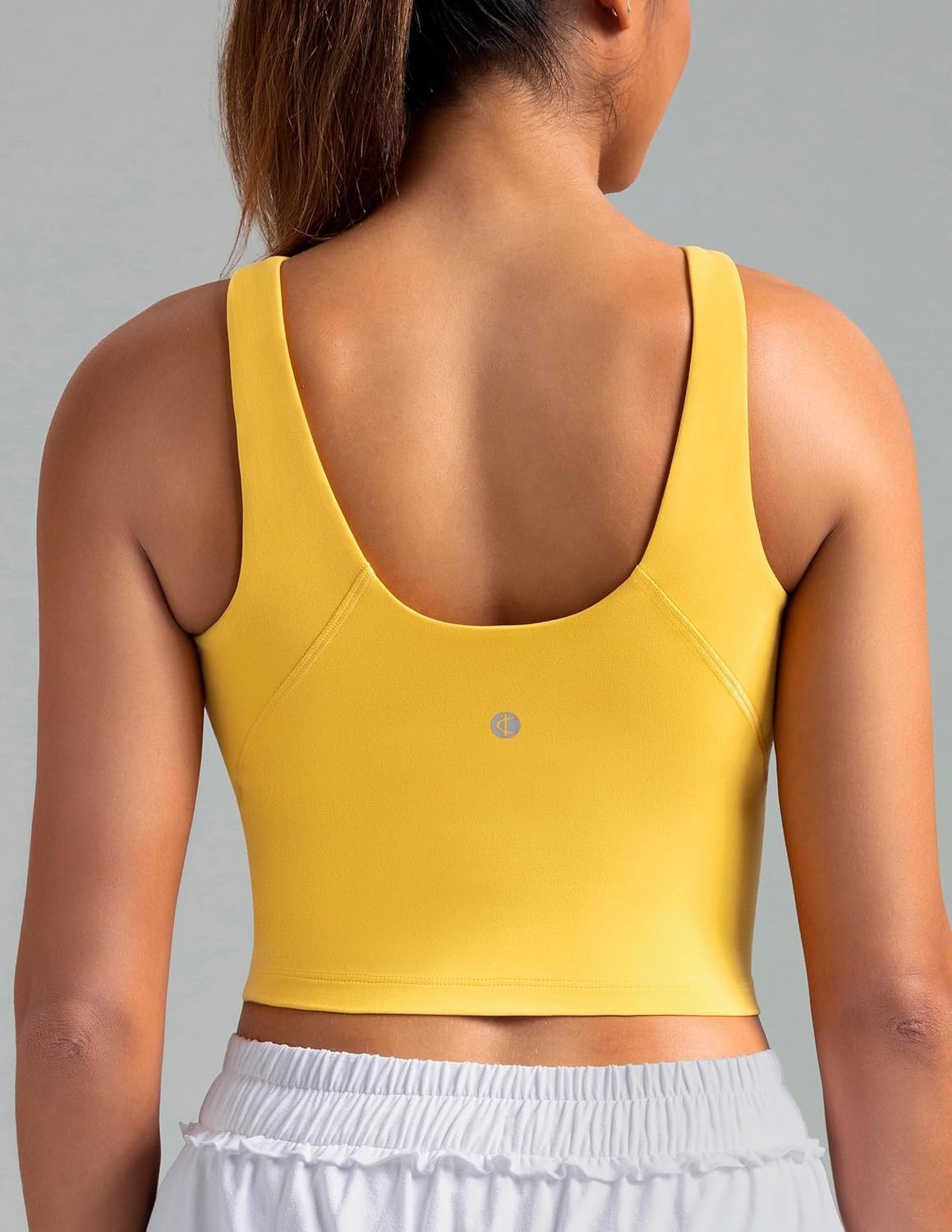image:imageColorfulkoala Dreamlux Womens Padded Sports Bra High Neck UBack Yoga Running Workout Athletic Tank Top with Removable CupsBlazing Yellow