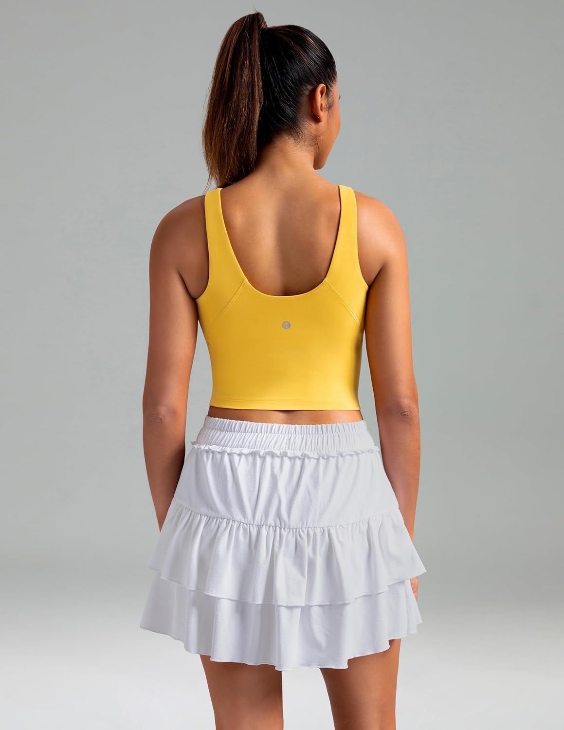 image:imageColorfulkoala Dreamlux Womens Padded Sports Bra High Neck UBack Yoga Running Workout Athletic Tank Top with Removable CupsBlazing Yellow