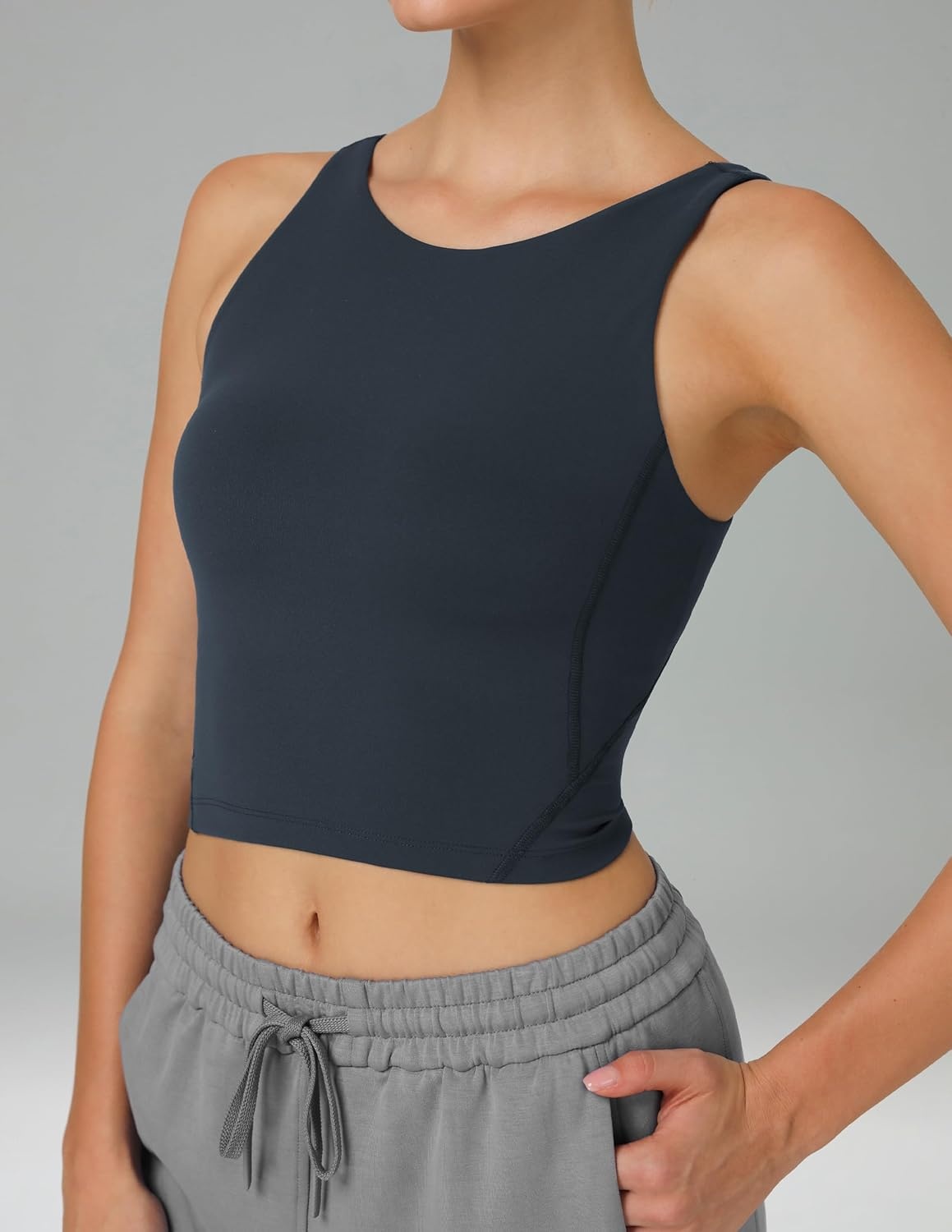 image:imageColorfulkoala Dreamlux Womens Padded Sports Bra High Neck UBack Yoga Running Workout Athletic Tank Top with Removable CupsBlue Ink