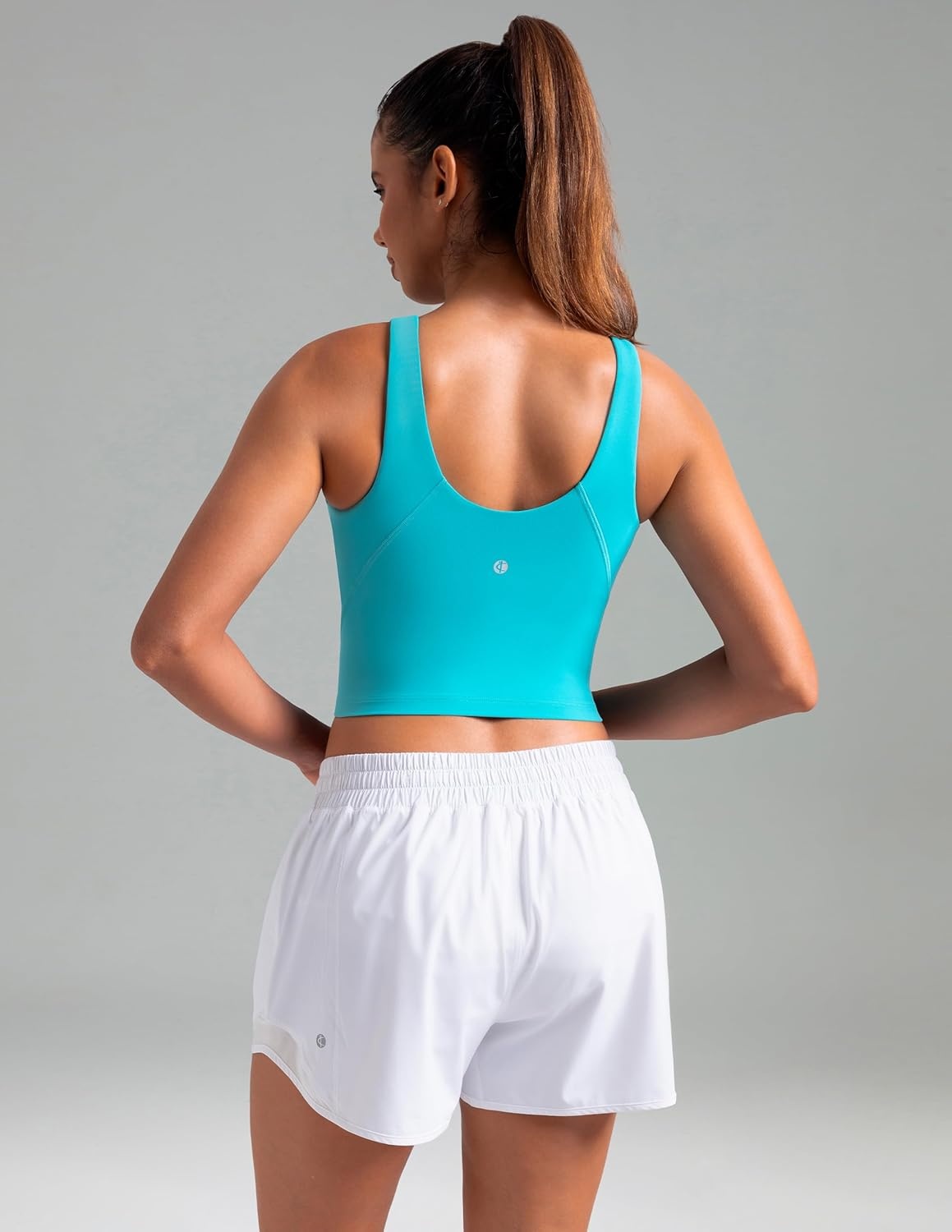 image:imageColorfulkoala Dreamlux Womens Padded Sports Bra High Neck UBack Yoga Running Workout Athletic Tank Top with Removable CupsCeramic Green
