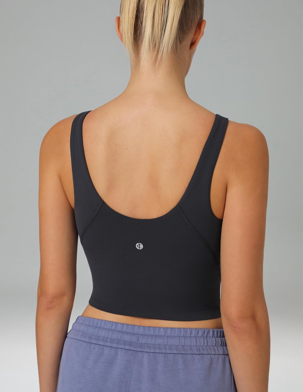 image:imageColorfulkoala Dreamlux Womens Padded Sports Bra High Neck UBack Yoga Running Workout Athletic Tank Top with Removable CupsDark Carbon