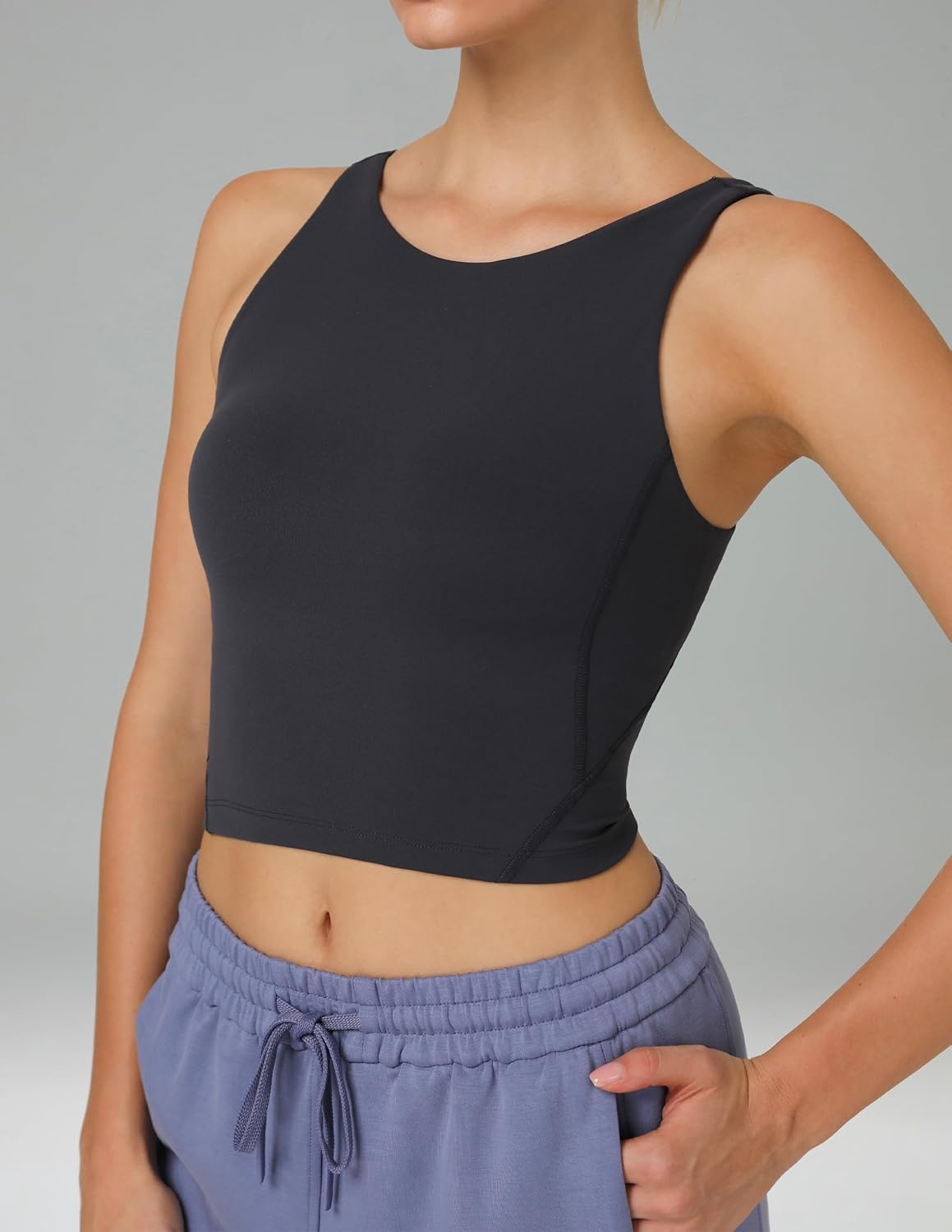 image:imageColorfulkoala Dreamlux Womens Padded Sports Bra High Neck UBack Yoga Running Workout Athletic Tank Top with Removable CupsDark Carbon