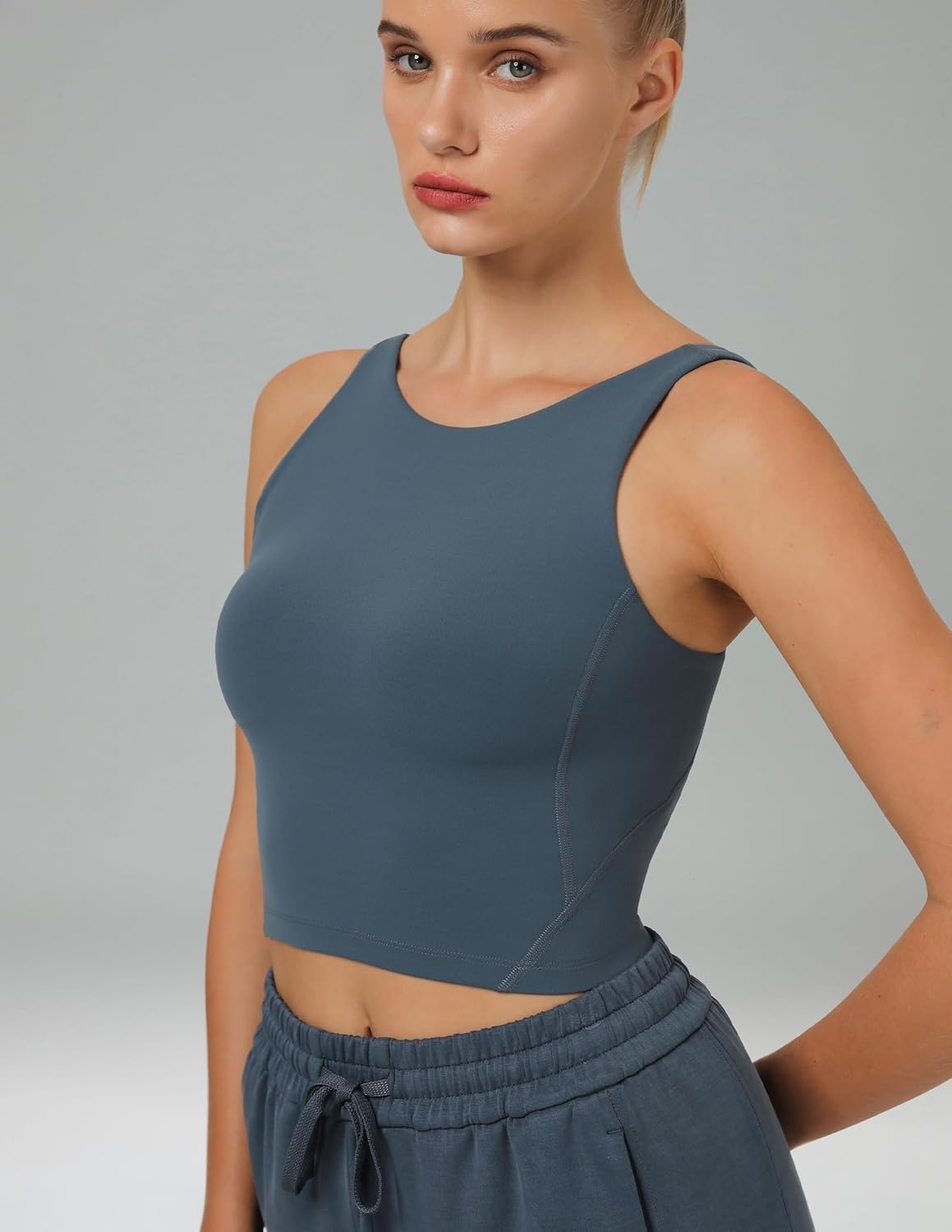 image:imageColorfulkoala Dreamlux Womens Padded Sports Bra High Neck UBack Yoga Running Workout Athletic Tank Top with Removable CupsDark Jasper