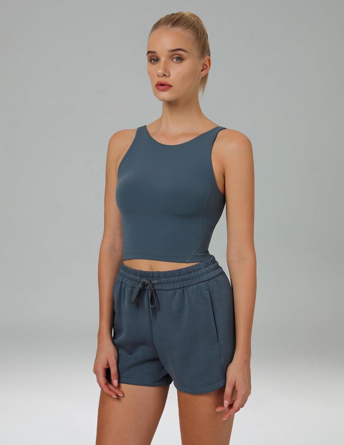 image:imageColorfulkoala Dreamlux Womens Padded Sports Bra High Neck UBack Yoga Running Workout Athletic Tank Top with Removable CupsDark Jasper