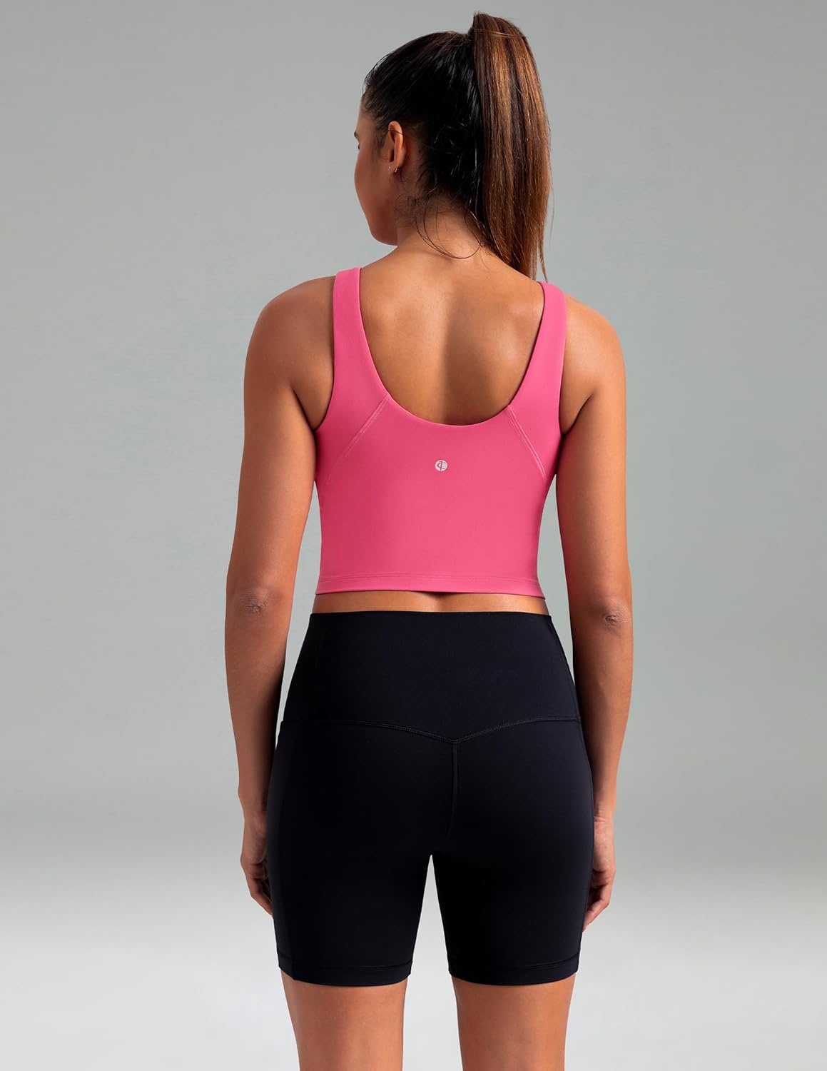 image:imageColorfulkoala Dreamlux Womens Padded Sports Bra High Neck UBack Yoga Running Workout Athletic Tank Top with Removable CupsHot Pink