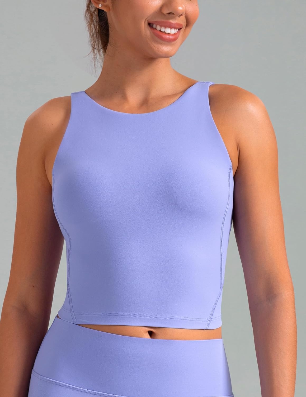 image:imageColorfulkoala Dreamlux Womens Padded Sports Bra High Neck UBack Yoga Running Workout Athletic Tank Top with Removable CupsJacaranda Purple
