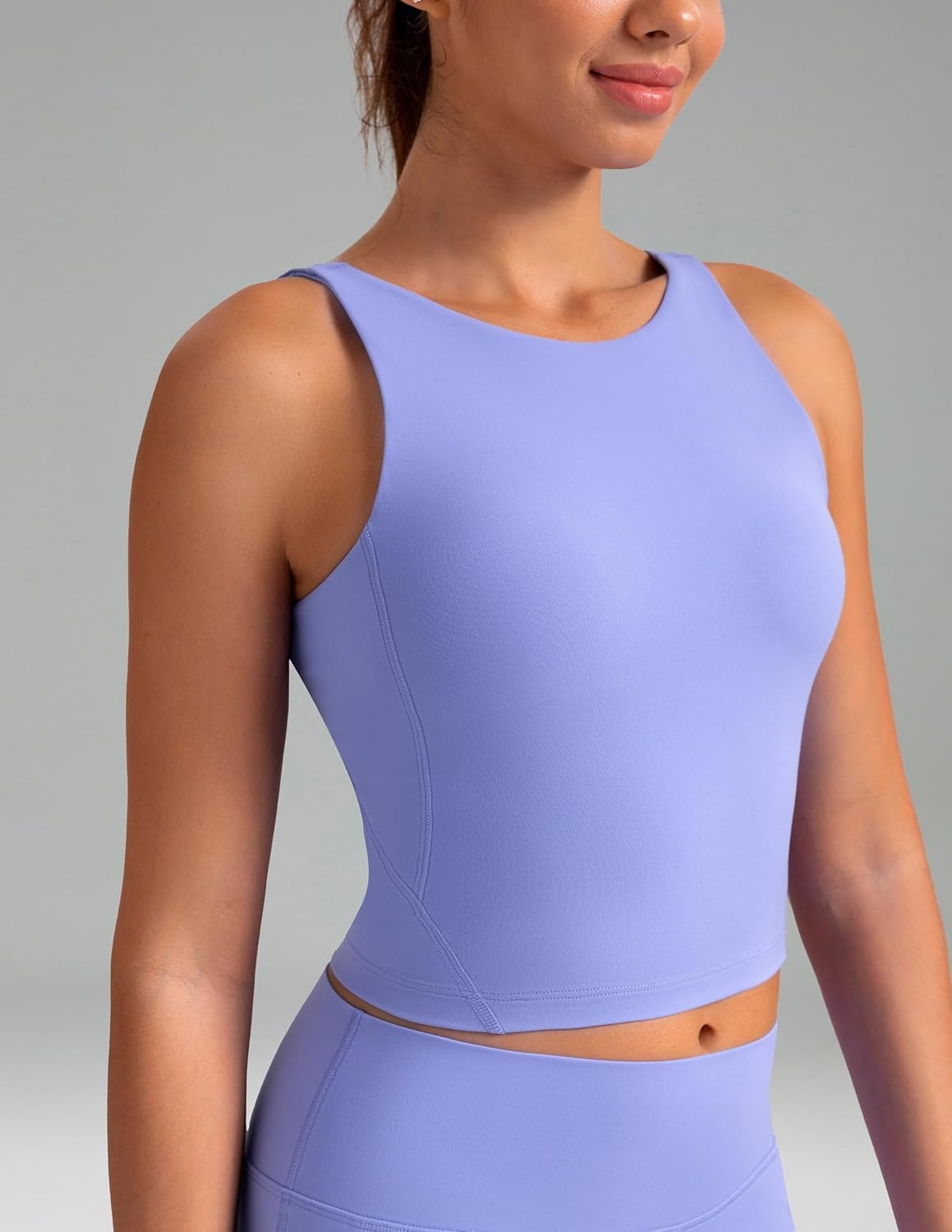 image:imageColorfulkoala Dreamlux Womens Padded Sports Bra High Neck UBack Yoga Running Workout Athletic Tank Top with Removable CupsJacaranda Purple