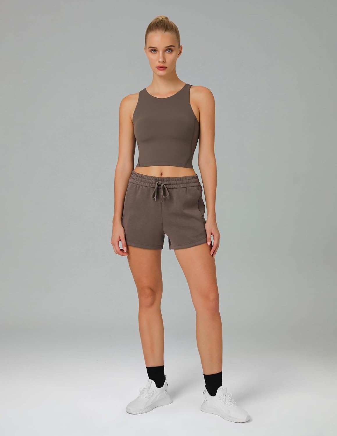 image:imageColorfulkoala Dreamlux Womens Padded Sports Bra High Neck UBack Yoga Running Workout Athletic Tank Top with Removable CupsMajor Brown